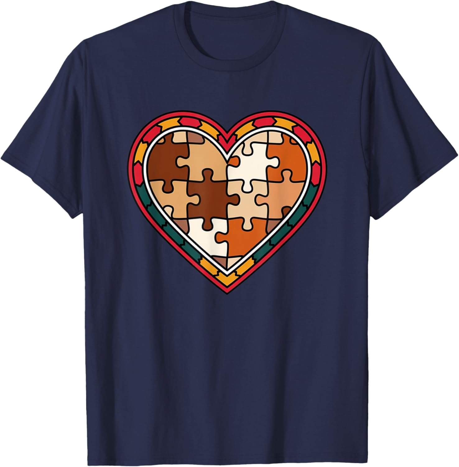 Melanin Heart Puzzle Black History Motivational Afro T-Shirt for All - 18