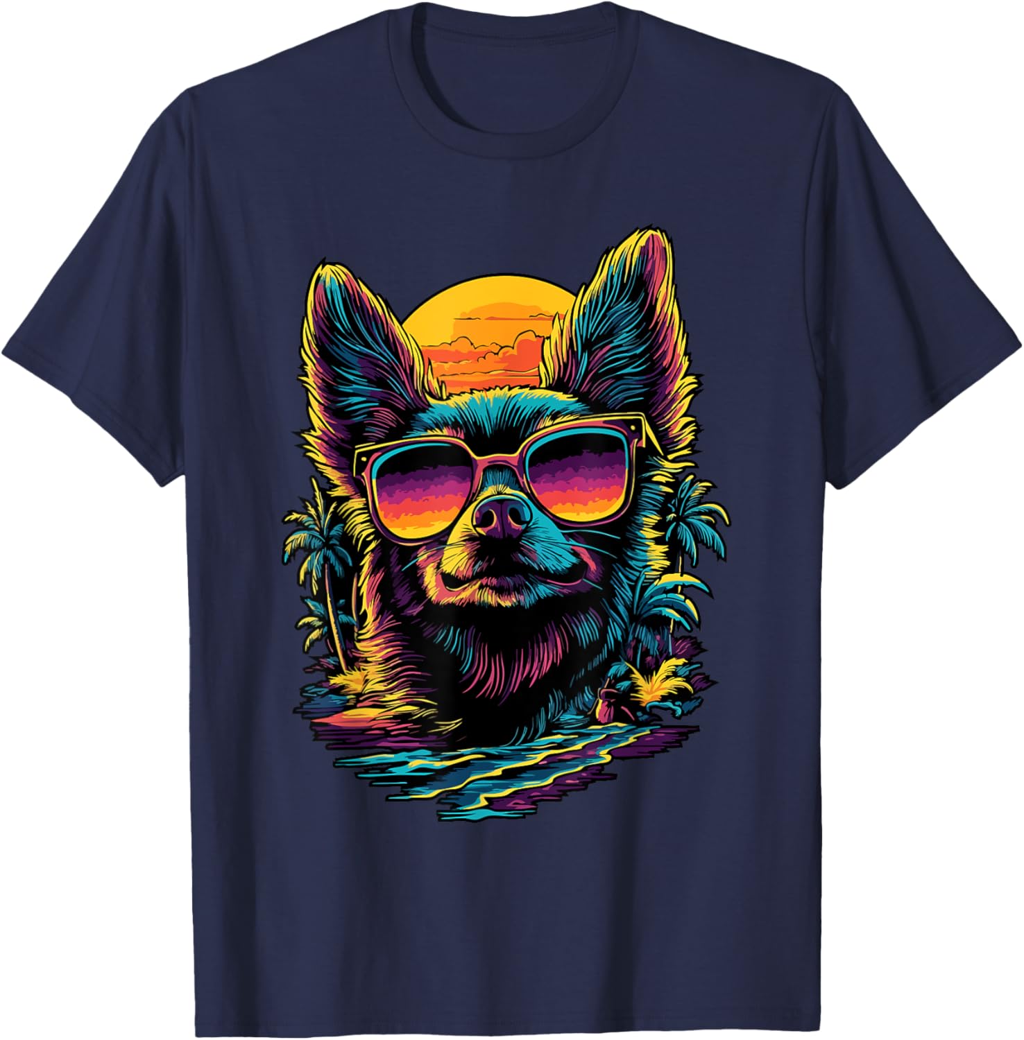 Vintage Sunset Chihuahua T-Shirt for Dog Lovers - Cute Pet Apparel - 19