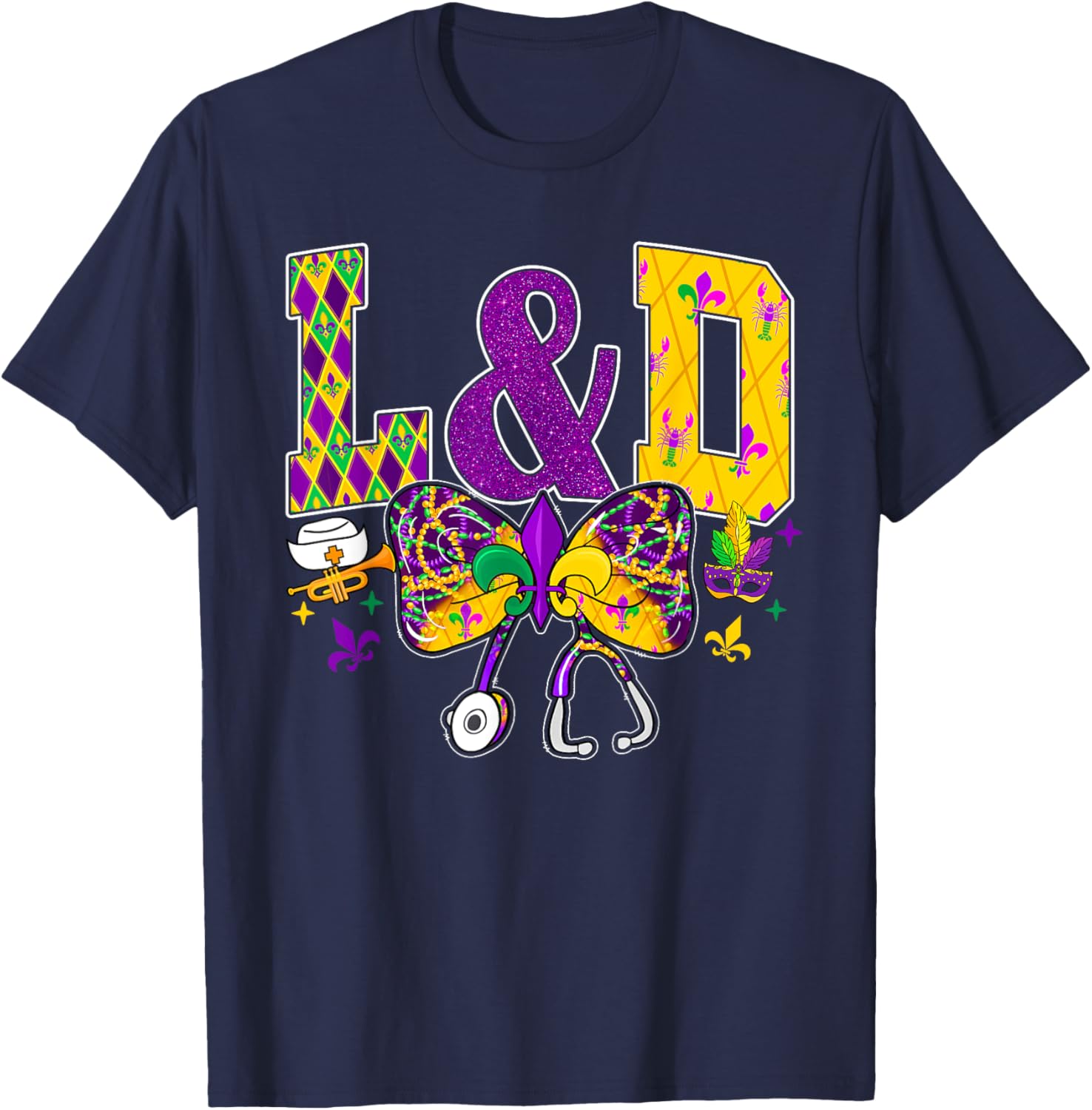Funny Mardi Gras Coquette Bow T-Shirt for Men and Women Carnival Fun - 1