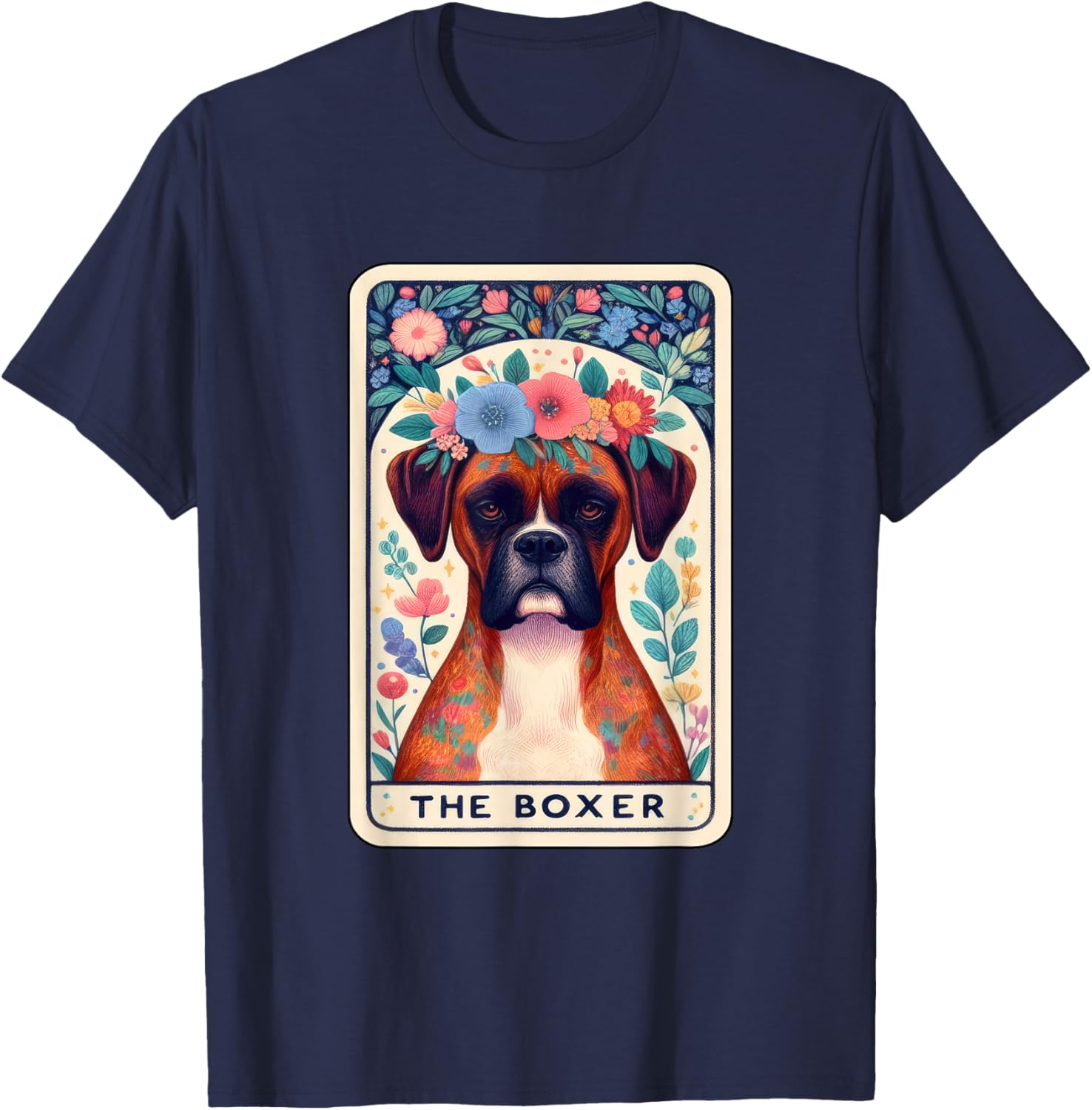 Boxer Dog Tarot Floral Star Moon T-Shirt for Men Women Kids - 1