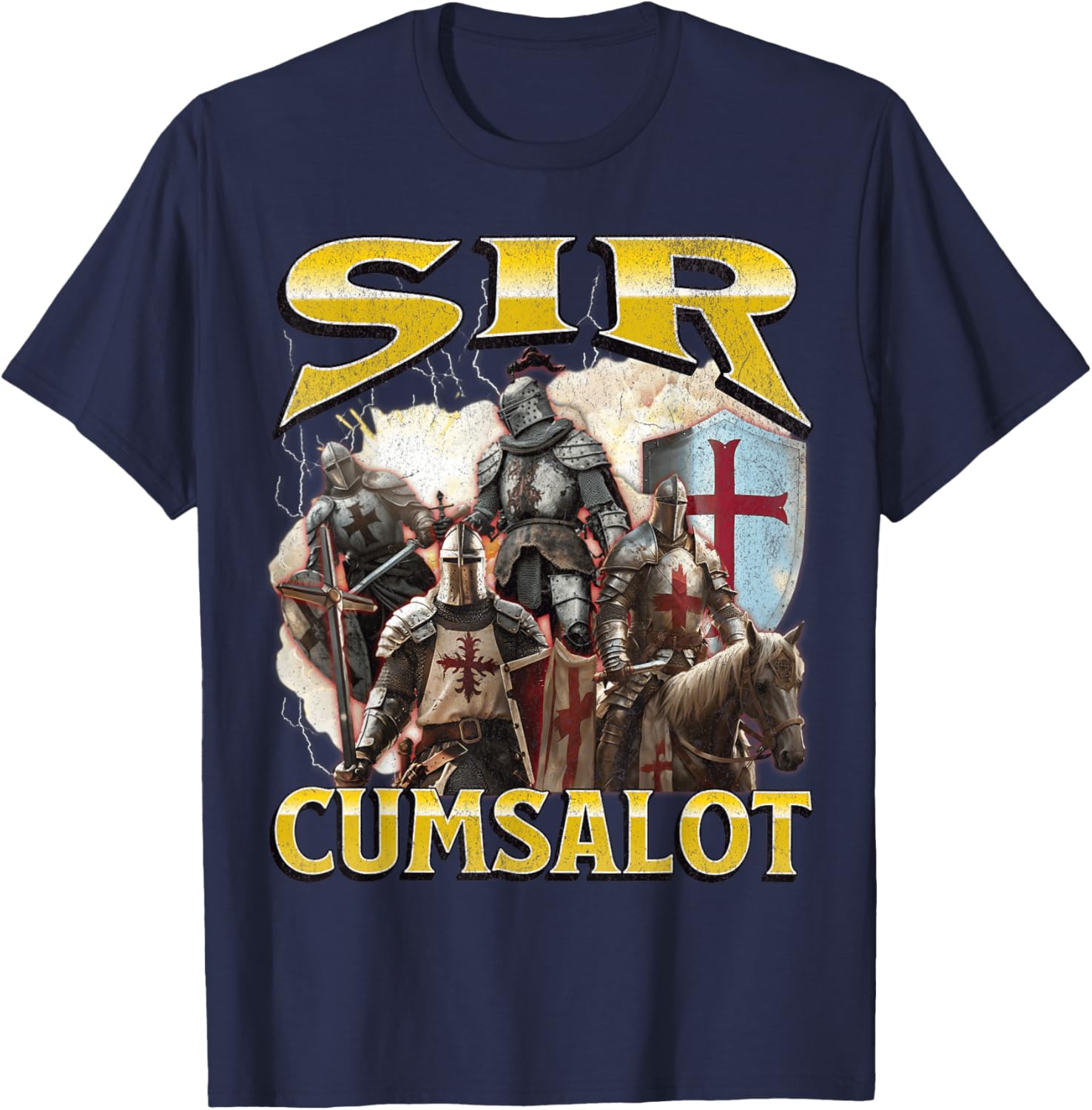 Sir Cumsalot Funny Offensive Knight Meme Graphic T-Shirt for Adults - 14