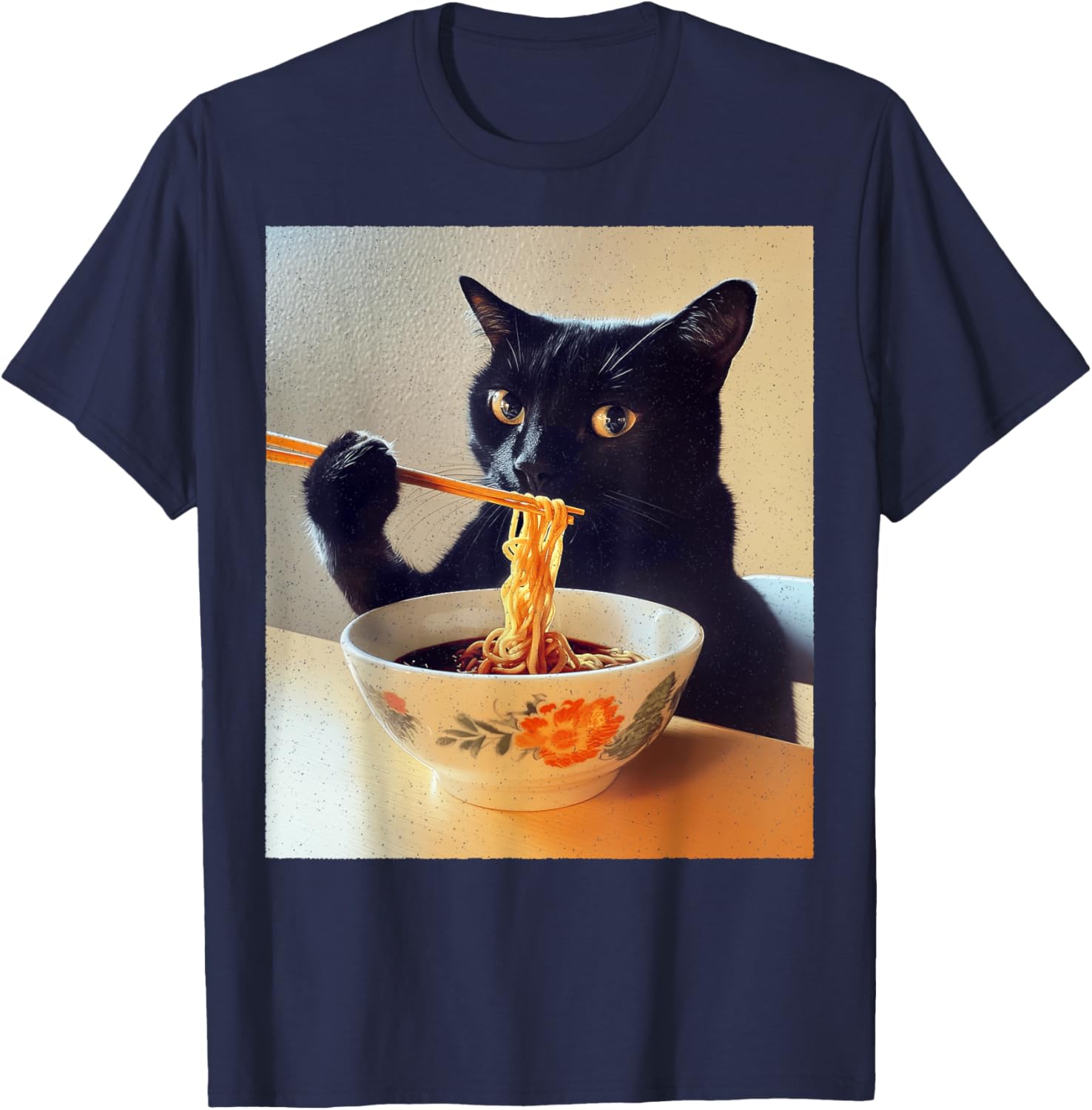 Funny Black Cat Ramen Lover T-Shirt for Noodle Enthusiasts - 13