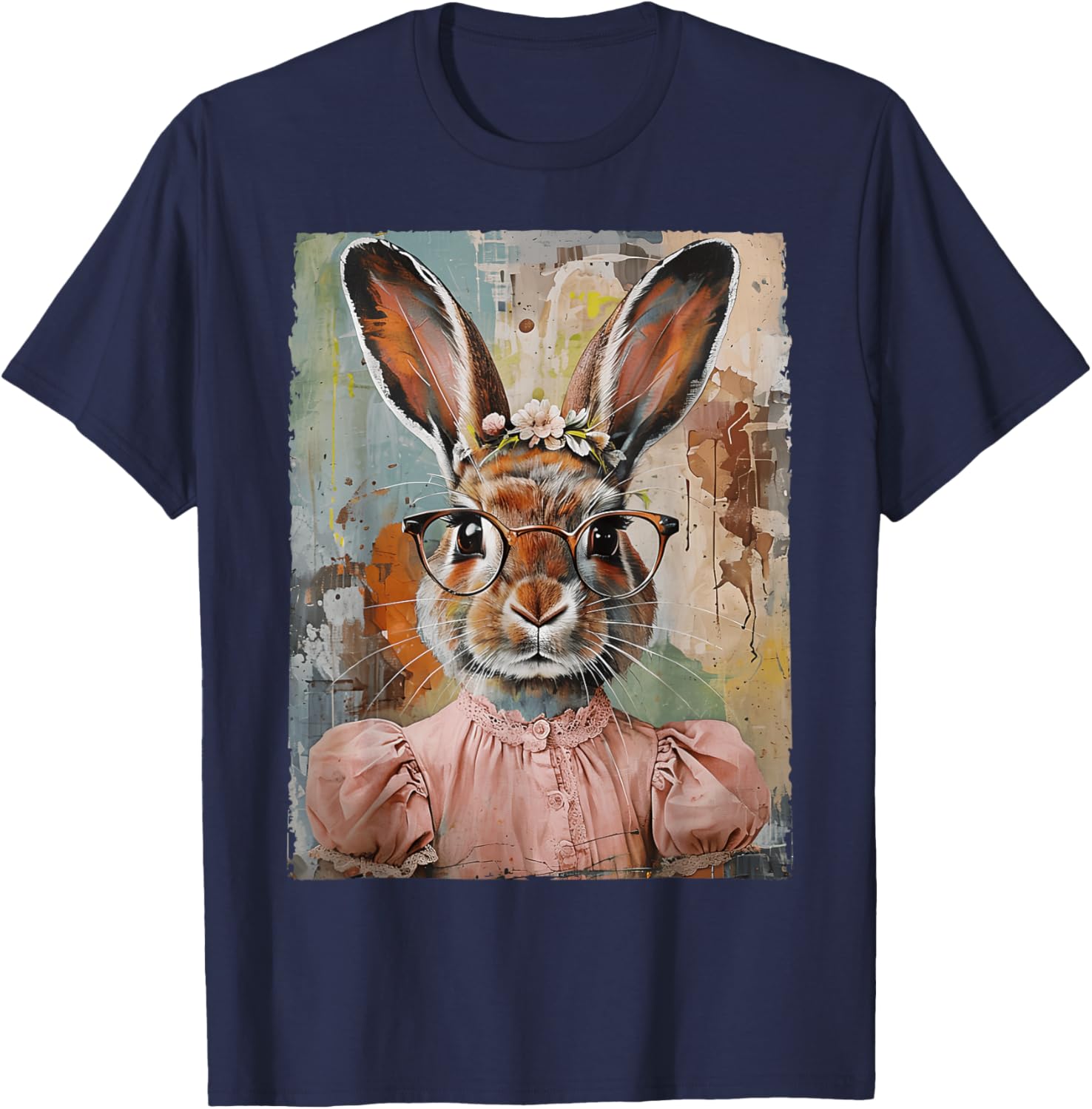 Happy Easter Bunny Rabbit Flower Graphic T-Shirt for Women and Girls - 13