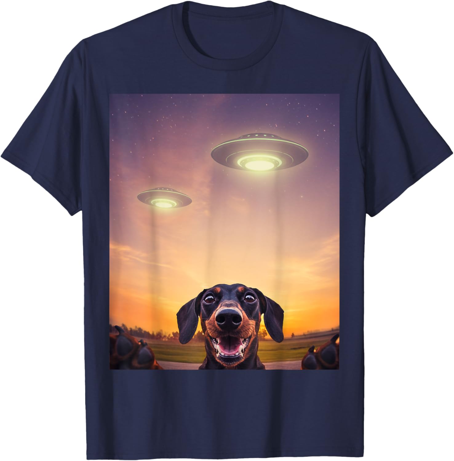 Funny Dachshund UFO Sighting Selfie T-Shirt for Dog Lovers - 21