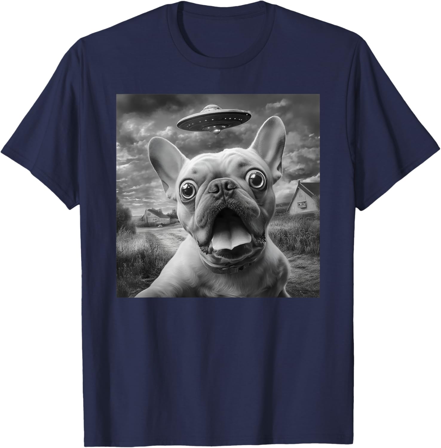 Funny French Bulldog Alien UFO Selfie T-Shirt for Dog Lovers - 4