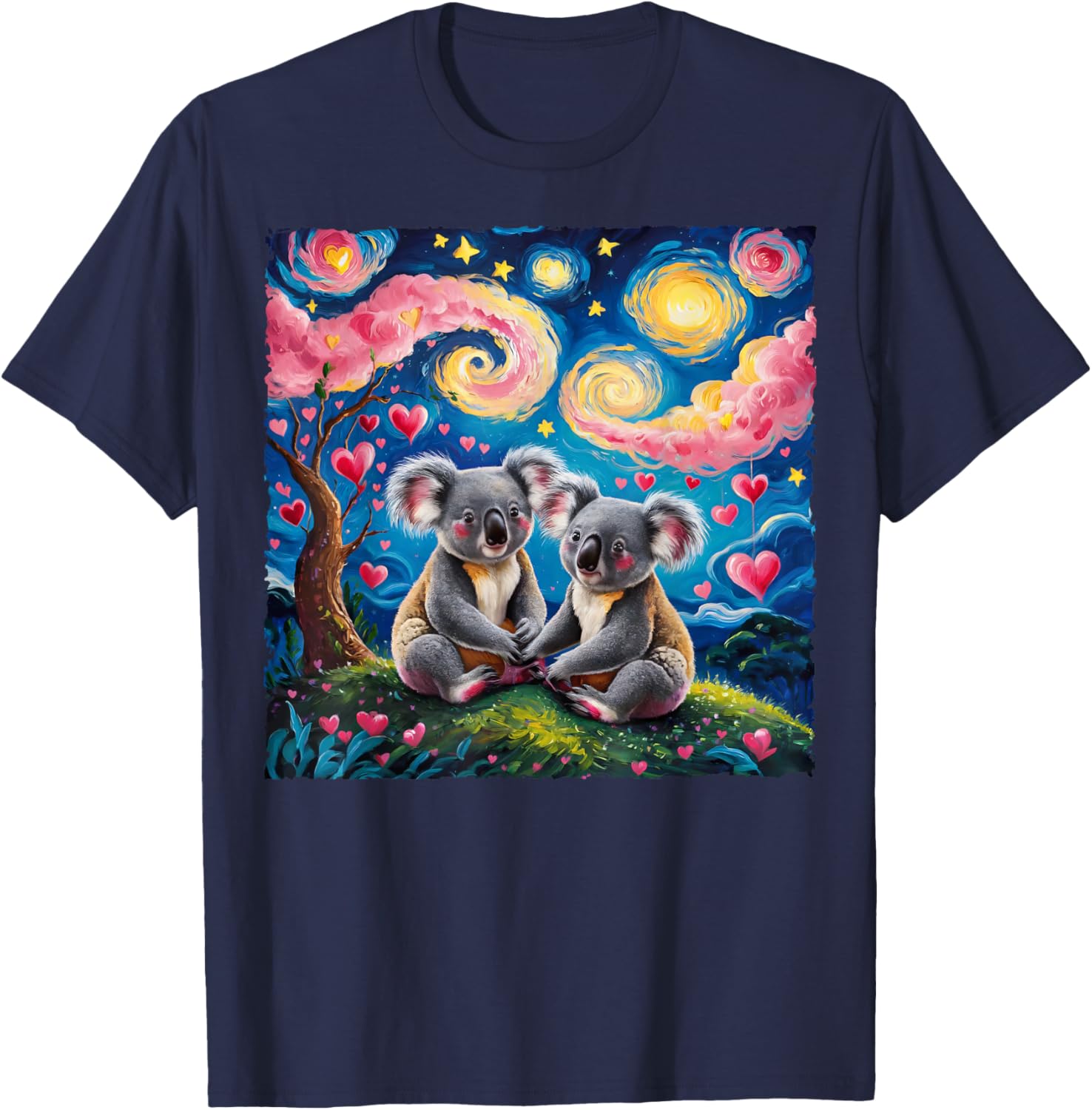 Koala Bear Van Gogh Starry Night T-Shirt for Romantic Couples - 10