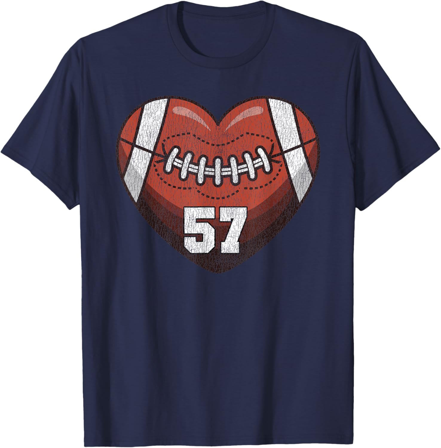 Football Number 57 Distressed Heart T-Shirt for Proud Football Moms - 29