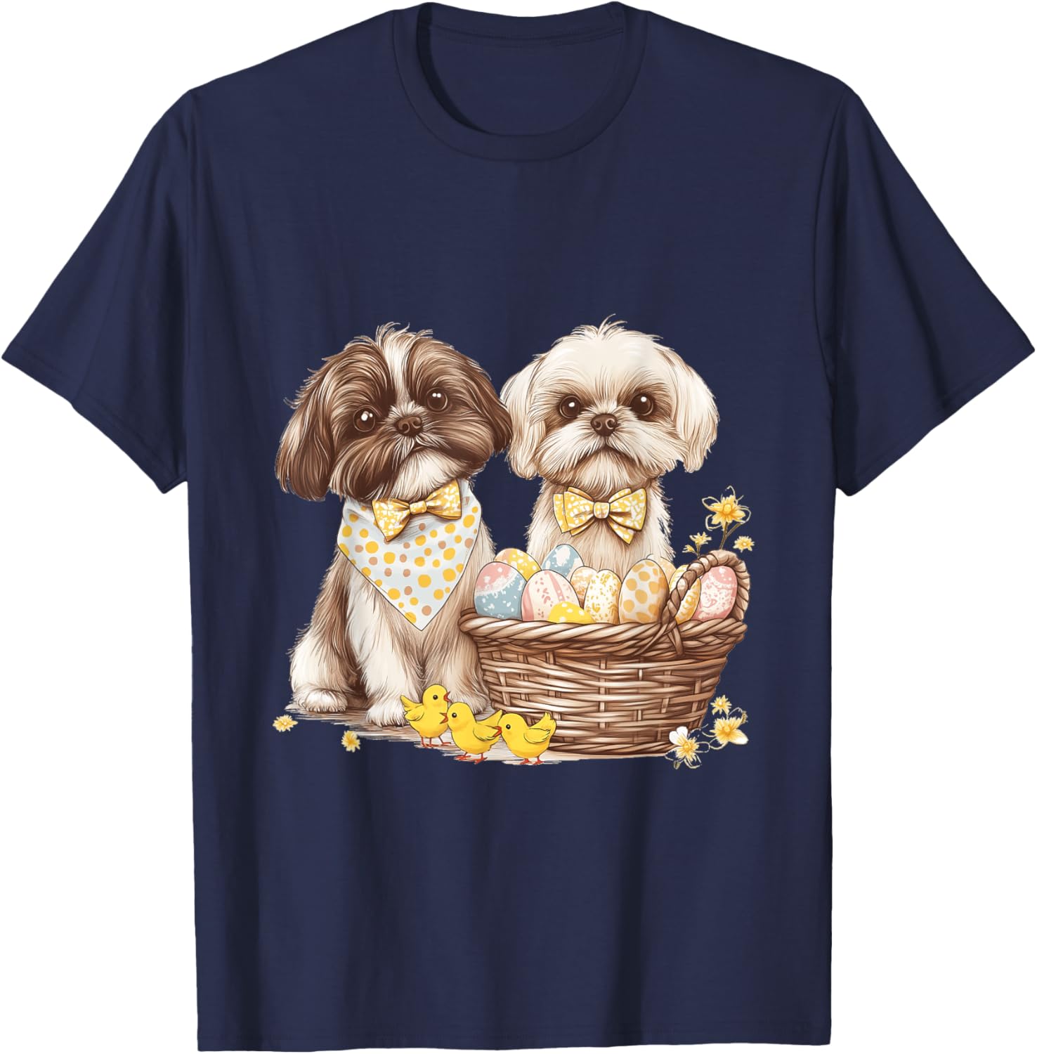Happy Easter Shih Tzu Dog T-Shirt with Eggs and Chicks for Fun Celebrations - 10