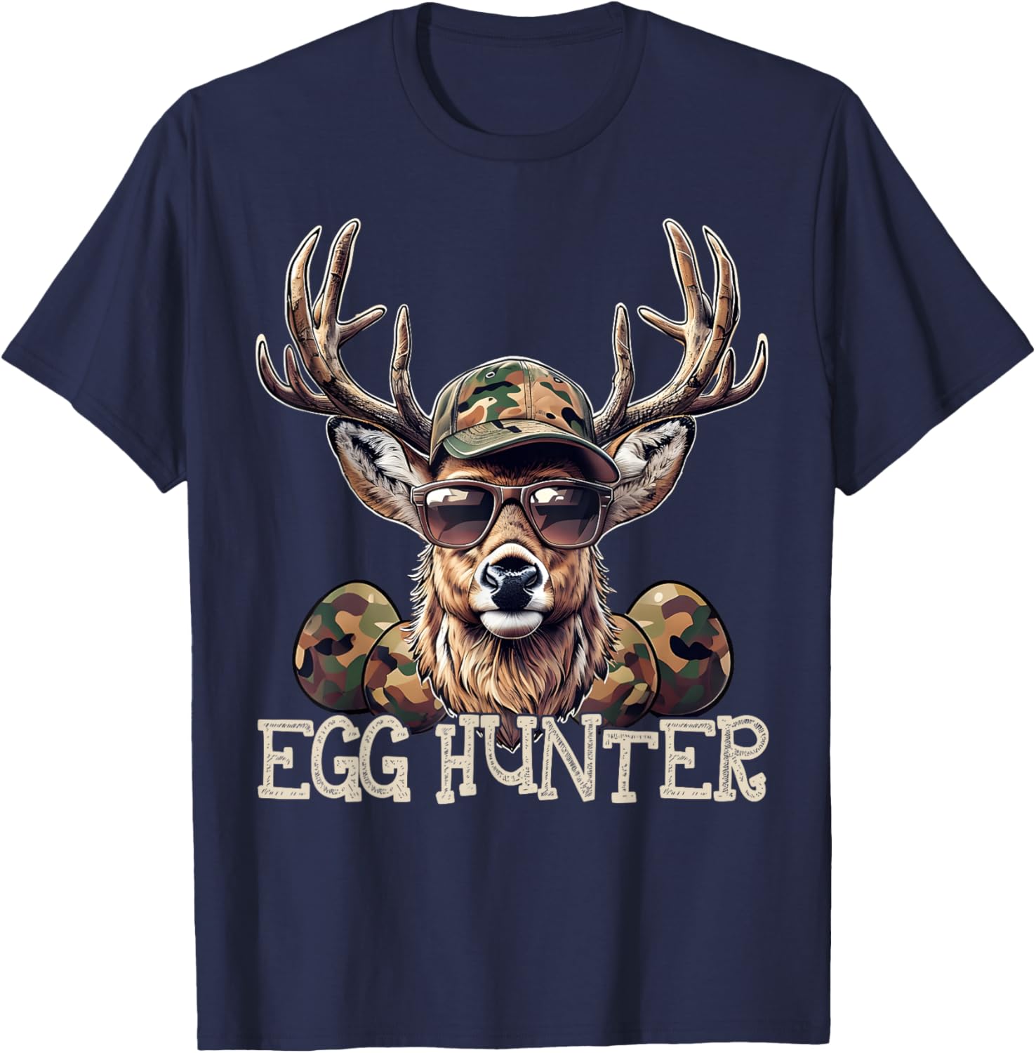 Egg Hunter Deer Camo Cap Boys T-Shirt Perfect for Easter and Hunting - 21
