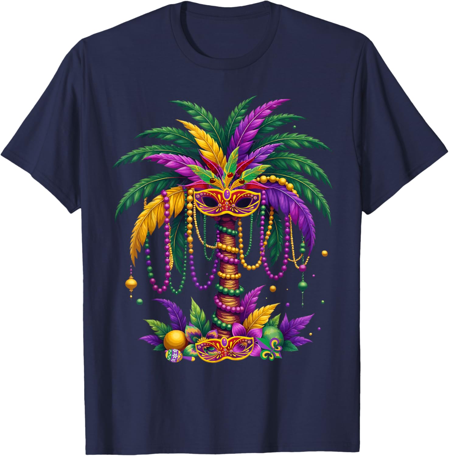 Funny Palm Tree and Beads T-Shirt for Mardi Gras Tropical Parties - 13