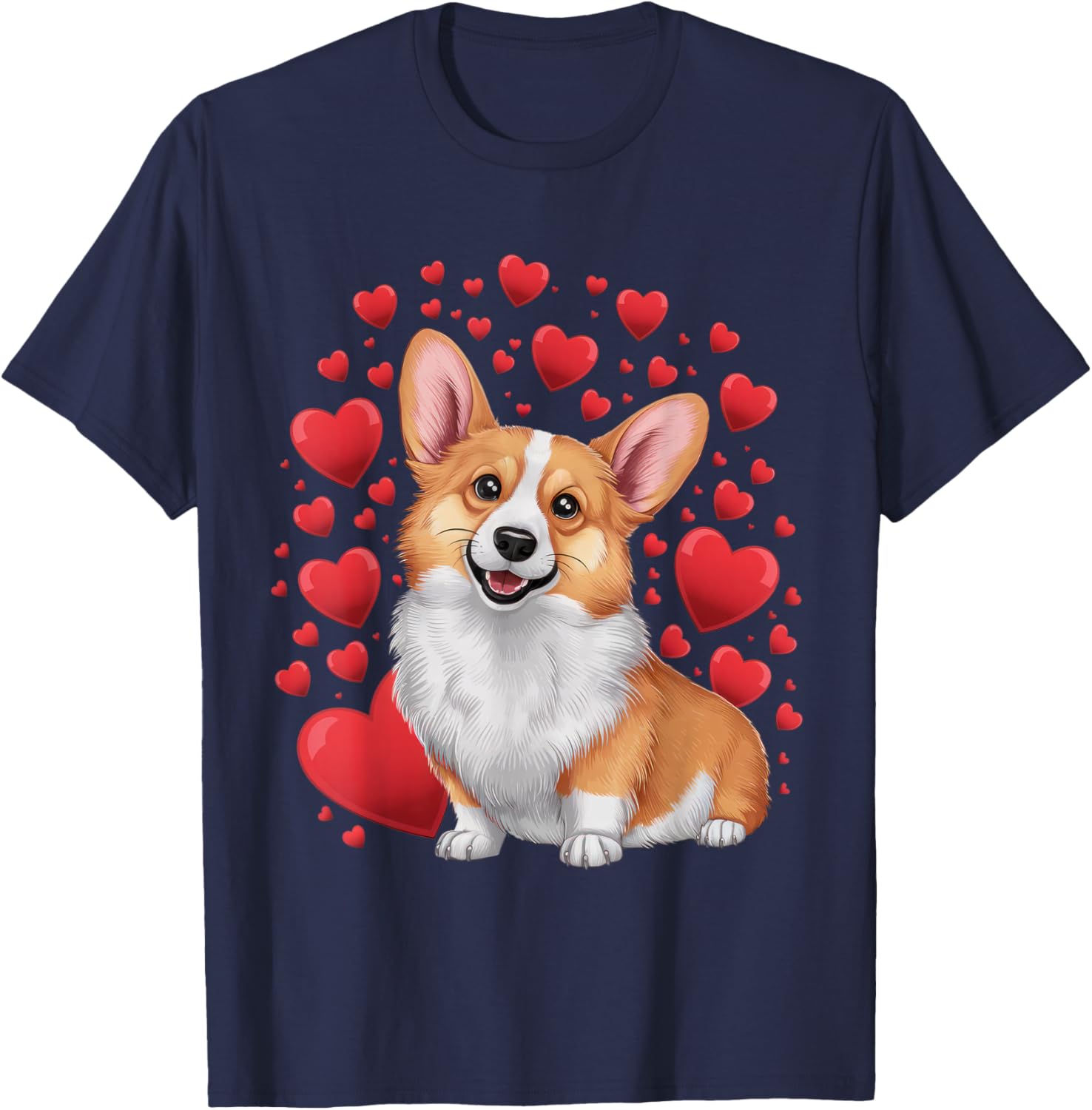 Corgi Dog Valentine's Day T-Shirt for Dog Lovers - Unisex Small Black Tee - 1