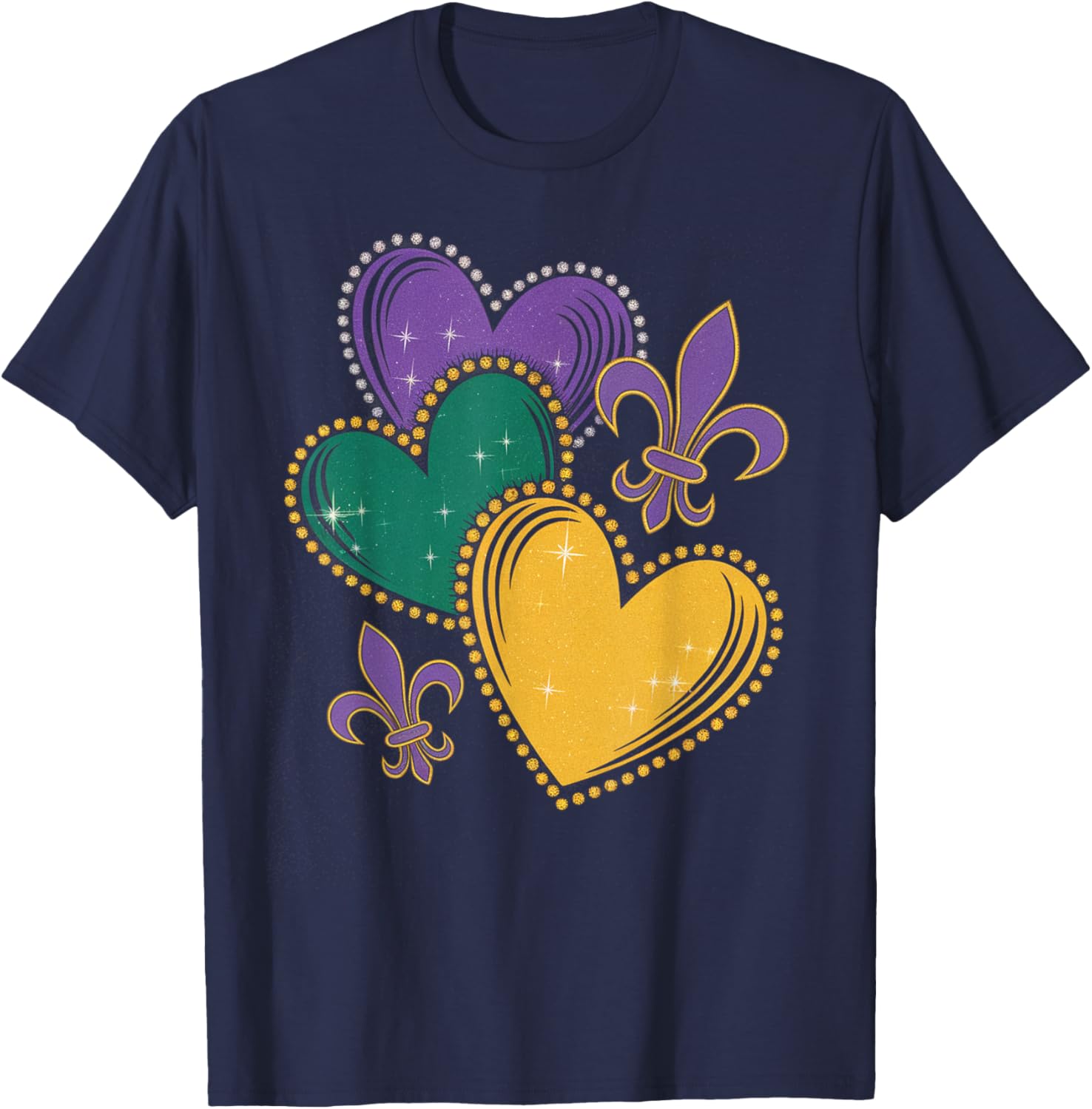 Mardi Gras Hearts T-Shirt for Women Girls and Kids - Fun Festive Apparel - 3
