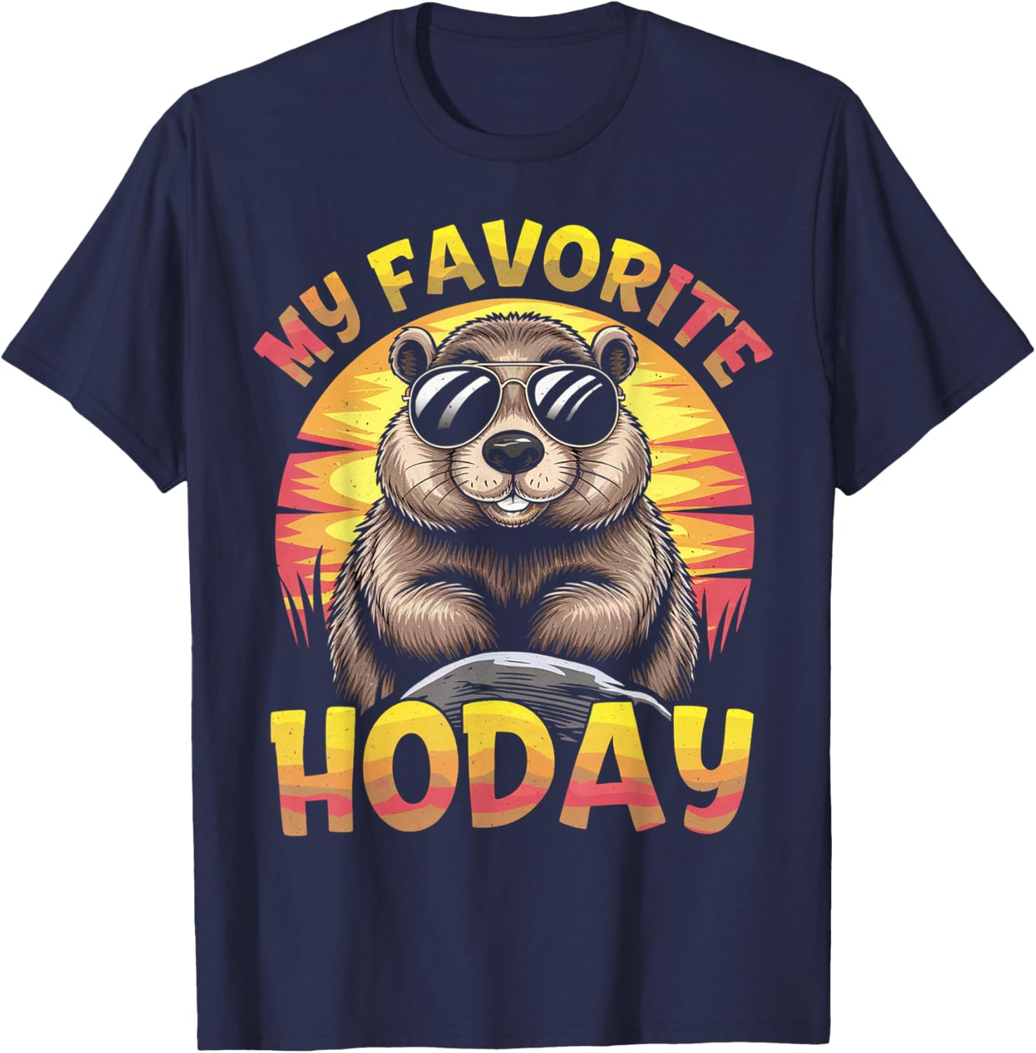 My Favorite Holiday Groundhog Day T-Shirt Featuring Woodchuck Design - 17