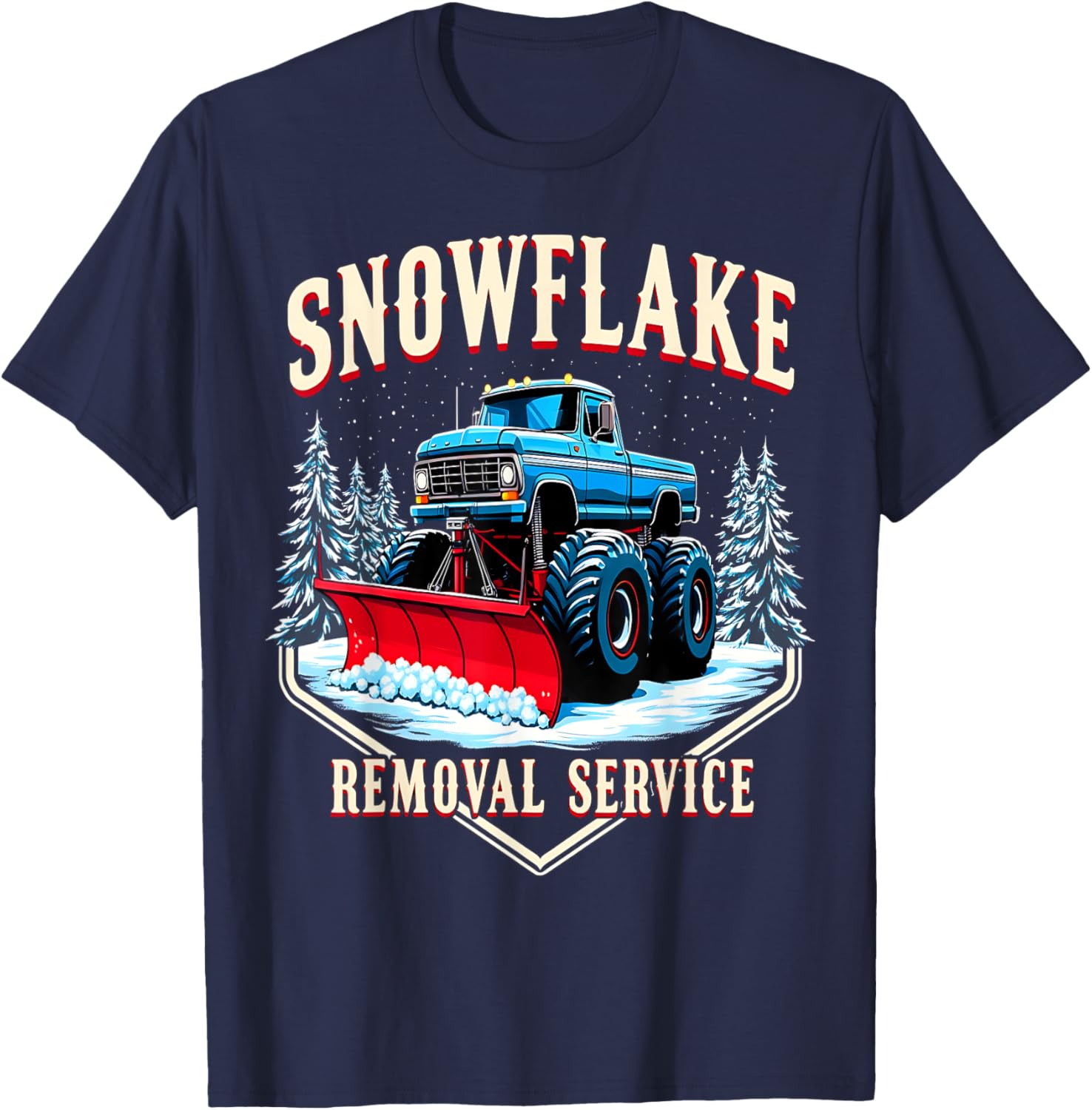 Monster Truck Snow Day Supporter T-Shirt for Snowflake Removal Fun - 1