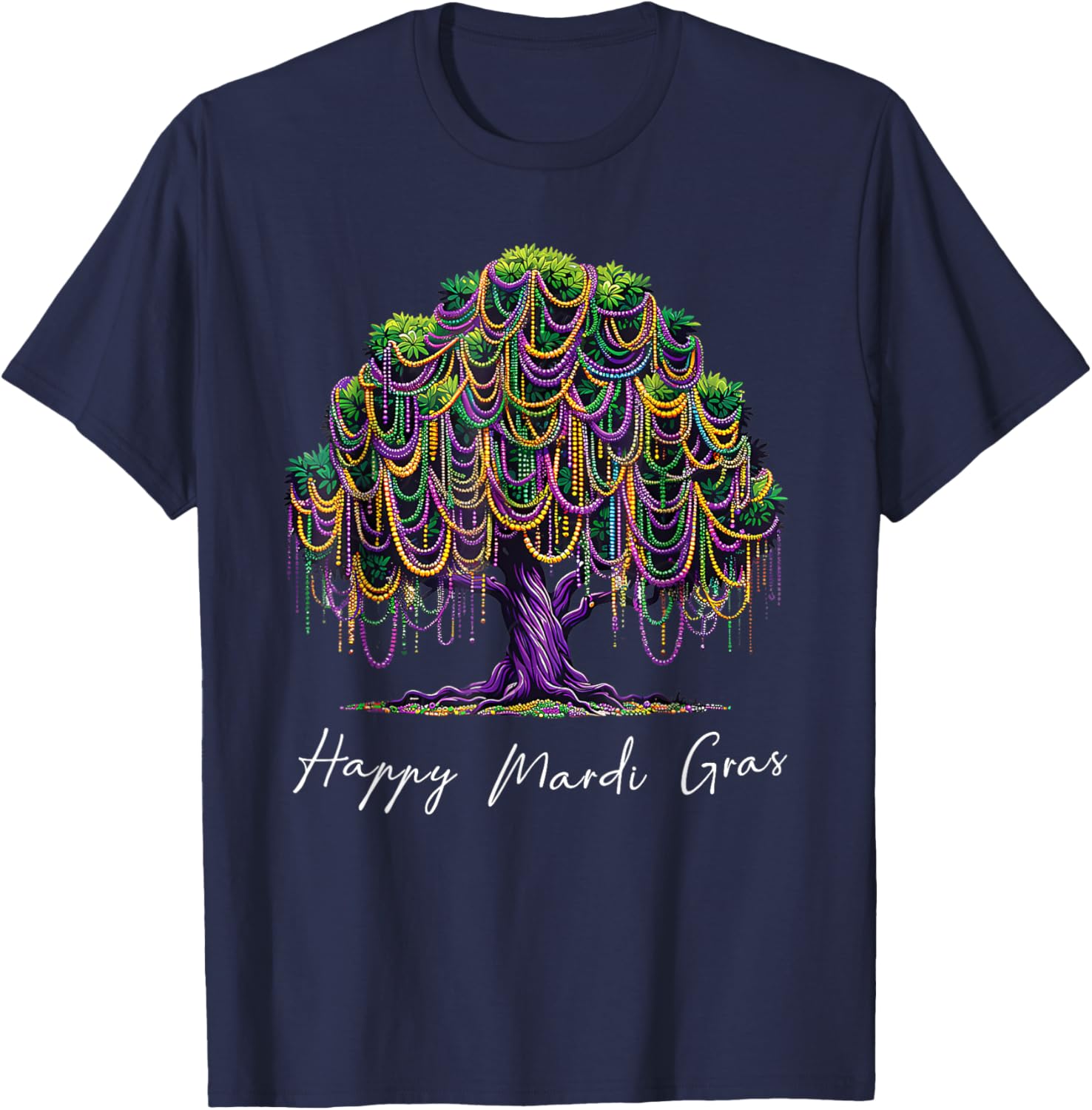 Mardi Gras Tree Beads T-Shirt for Men, Women, and Kids – Fat Tuesday Fun - 3