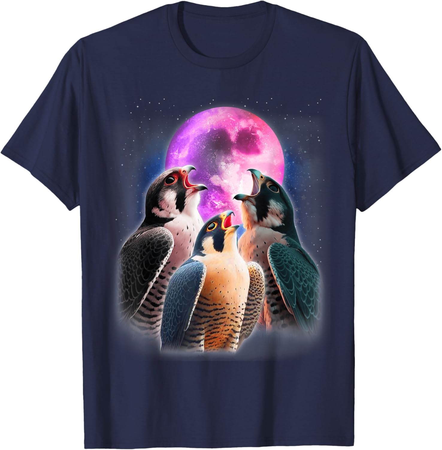 Funny Peregrine Falcon T-Shirt Howling at the Moon for Bird Lovers - 16