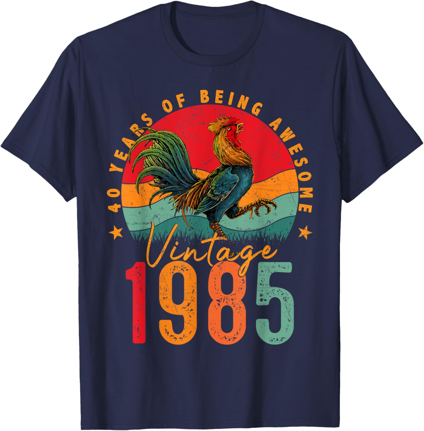 Vintage 1985 Chicken 40th Birthday Mens T-Shirt for 40 Year Old Gifts - 7