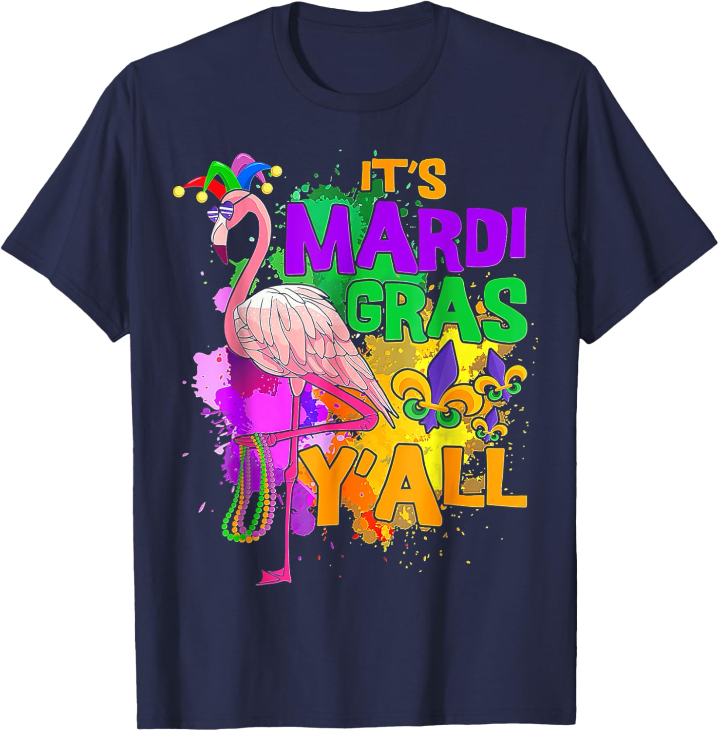 Flamingo Mardi Gras Carnival Party T-Shirt for Fun Festive Celebrations - 13