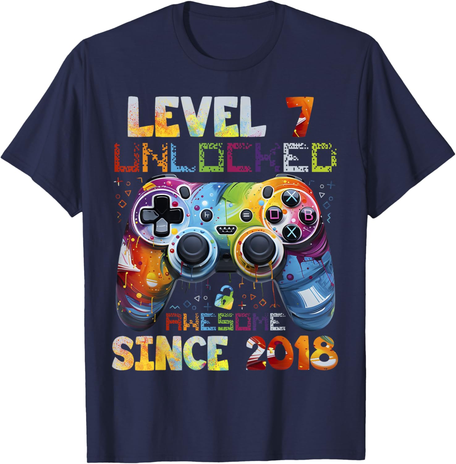 Cool 7th Birthday Boy Gamer T-Shirt Level 7 Video Game Party Gift - 8