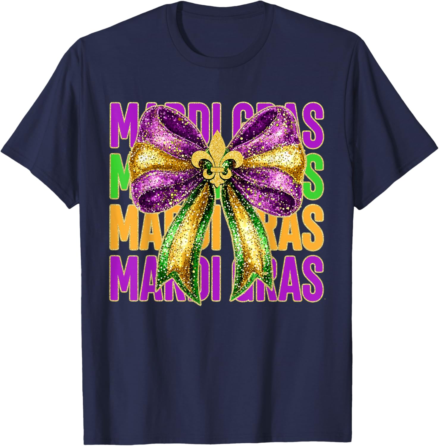 Mardi Gras Coquette Bow Women's T-Shirt for Fat Tuesday Celebrations - 9