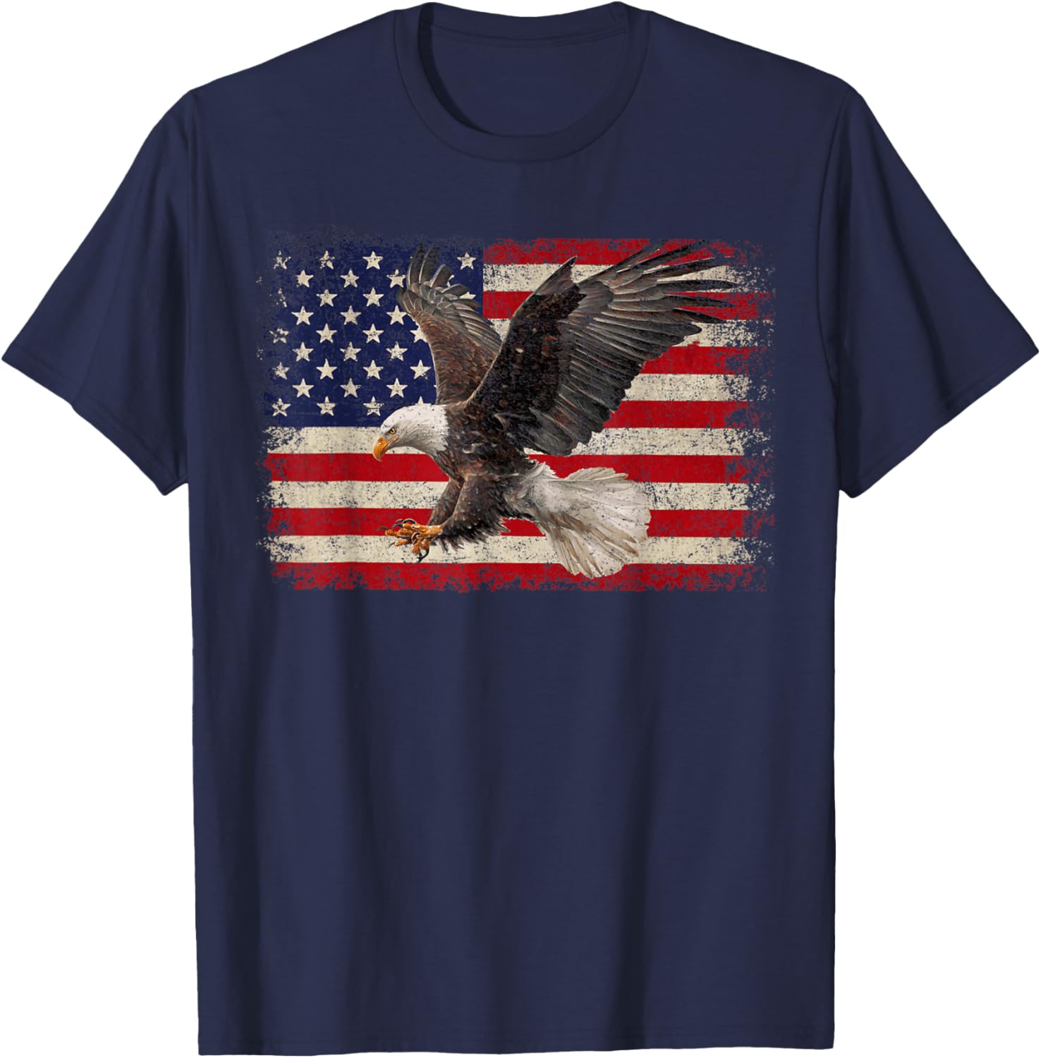 Patriotic Bald Eagle 4th of July T-Shirt with USA Flag Design - 5