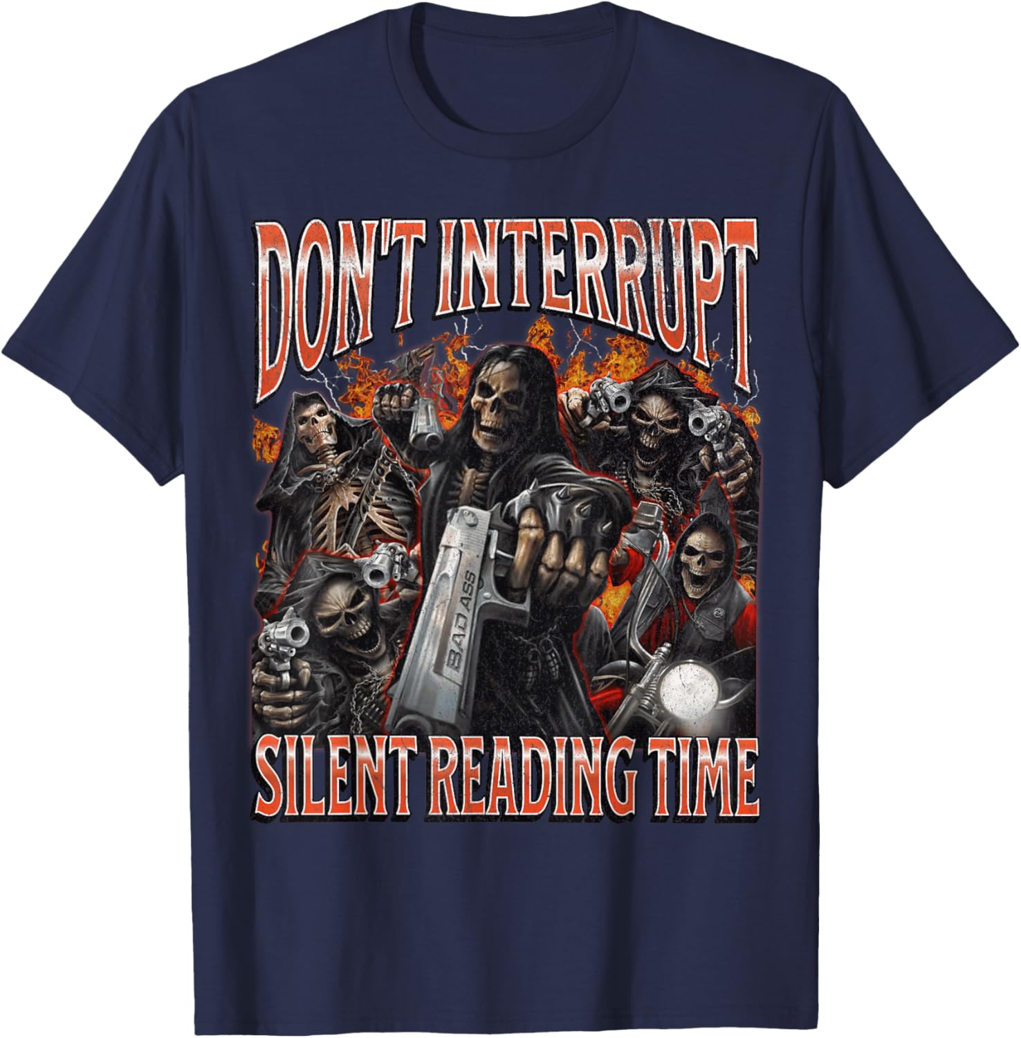 Funny Skeleton Meme T-Shirt Perfect for Silent Reading Time Lovers - 4