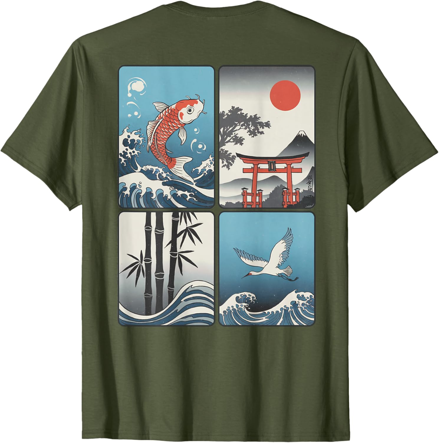 Japanese Koi Fish Great Wave Kanagawa T-Shirt with Kanji Design - 26