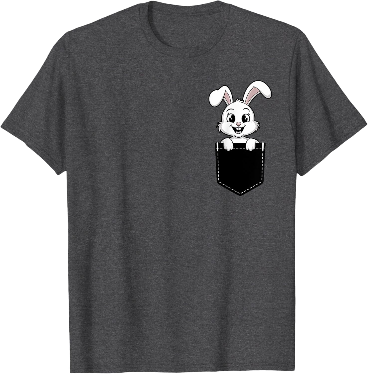 Cute Funny Rabbit in Pocket T-Shirt for Men and Women - Animal Lovers Design - 2