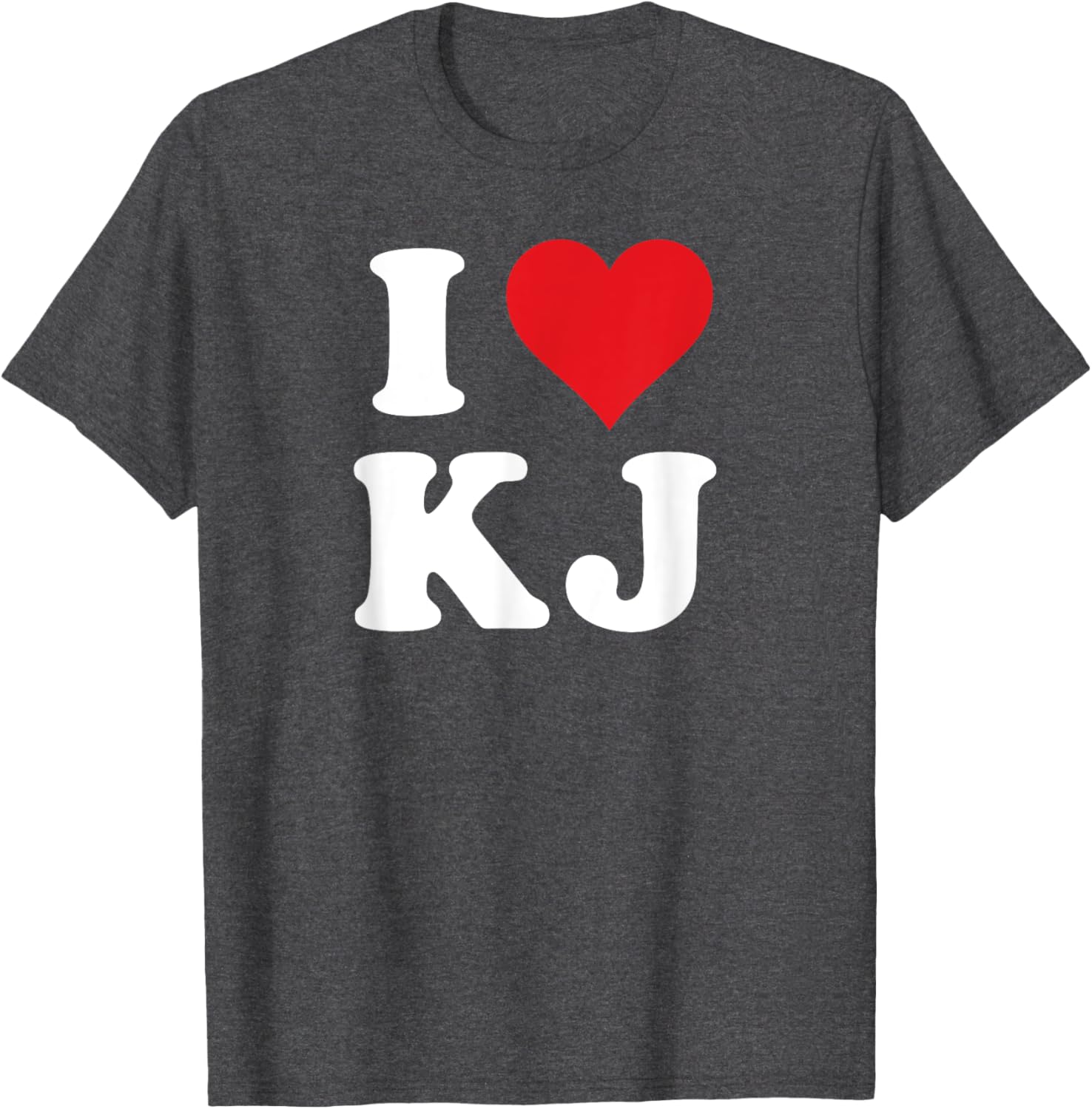 I Love KJ Initials Heart Design K J T-Shirt for Stylish Casual Wear - 22
