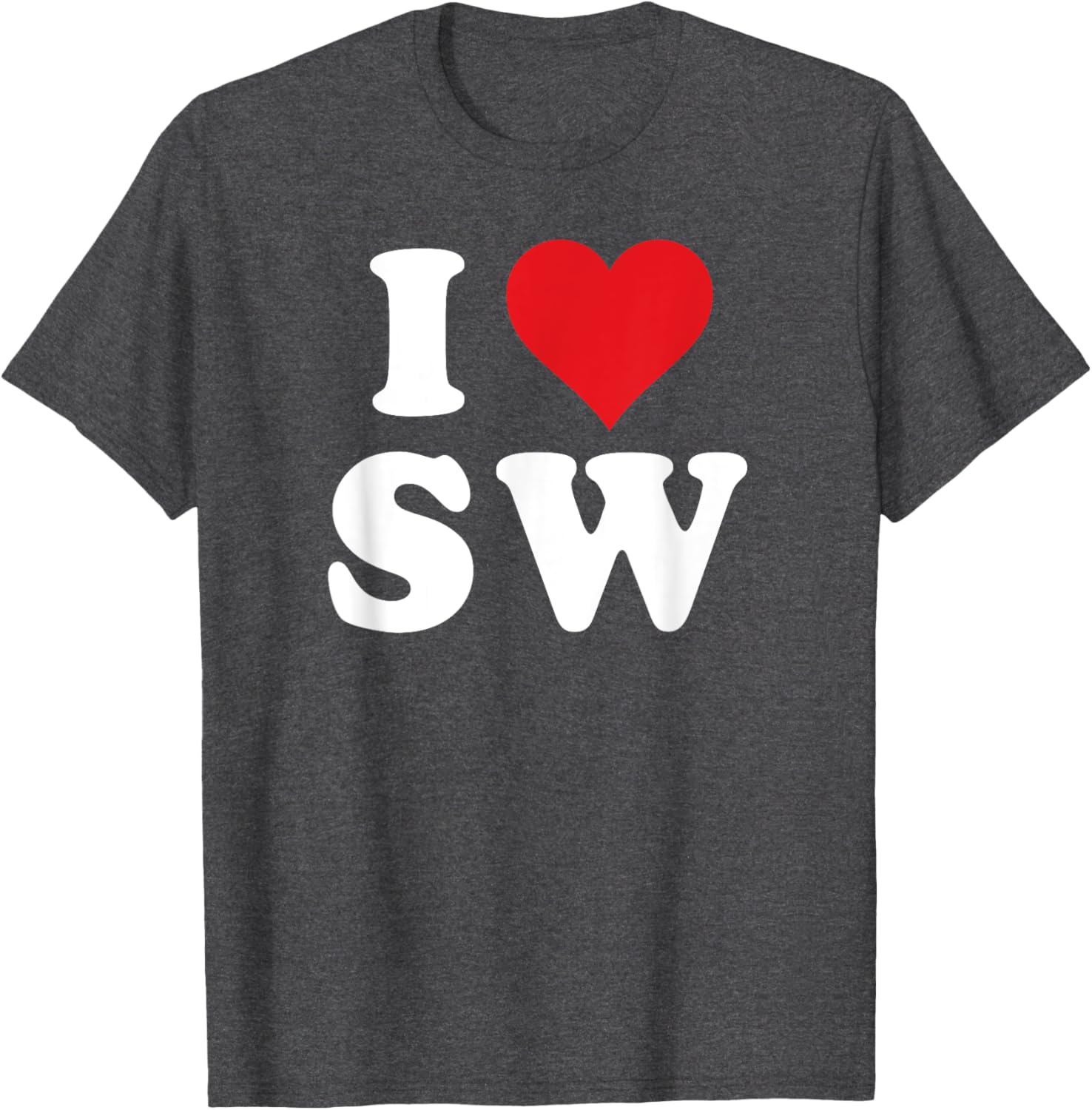 I Love SW Initials Heart T-Shirt for Stylish SW Fans and Gift Ideas - 5