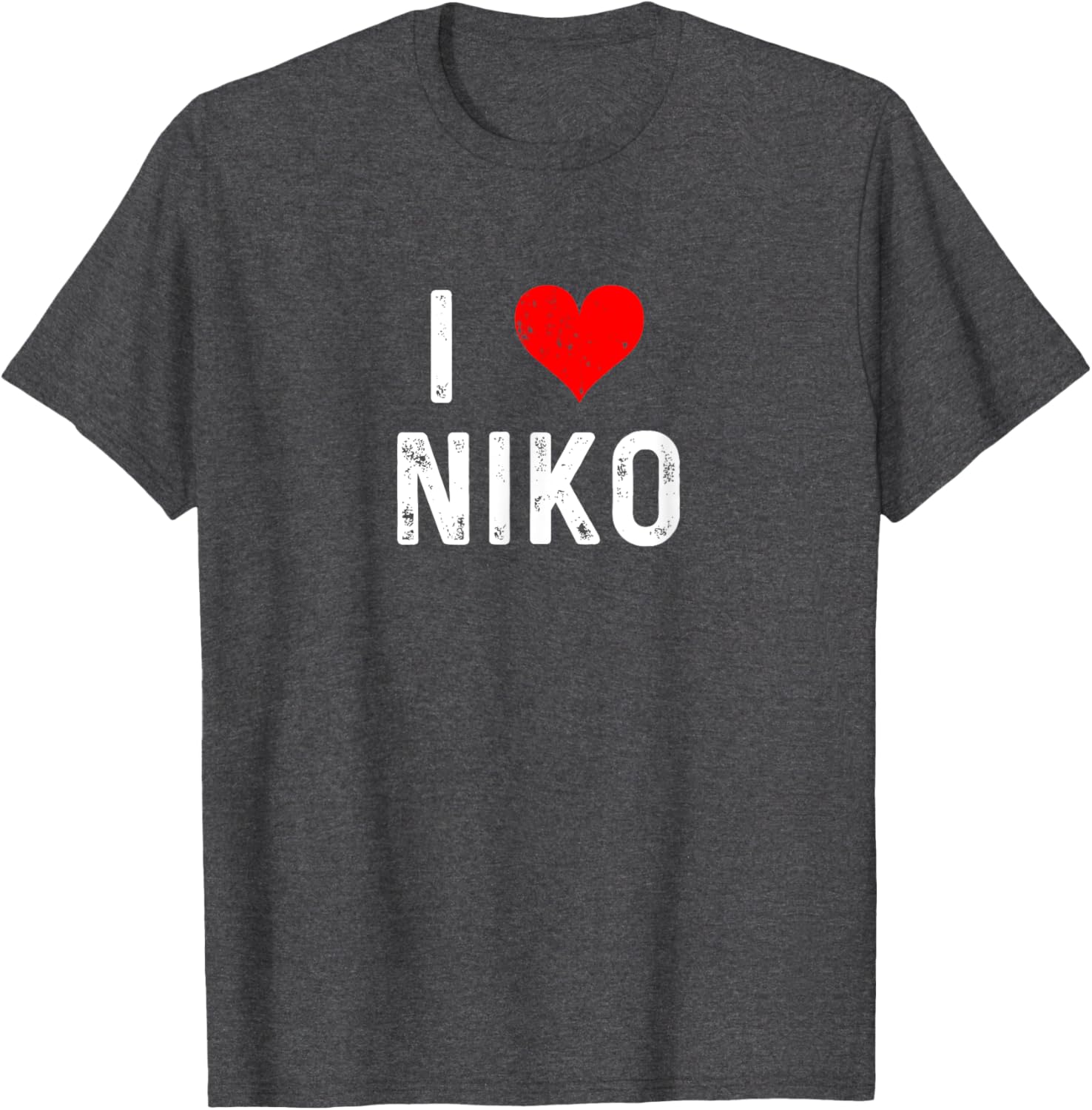 I Love Niko Distressed Heart T-Shirt for Casual Everyday Style - 16