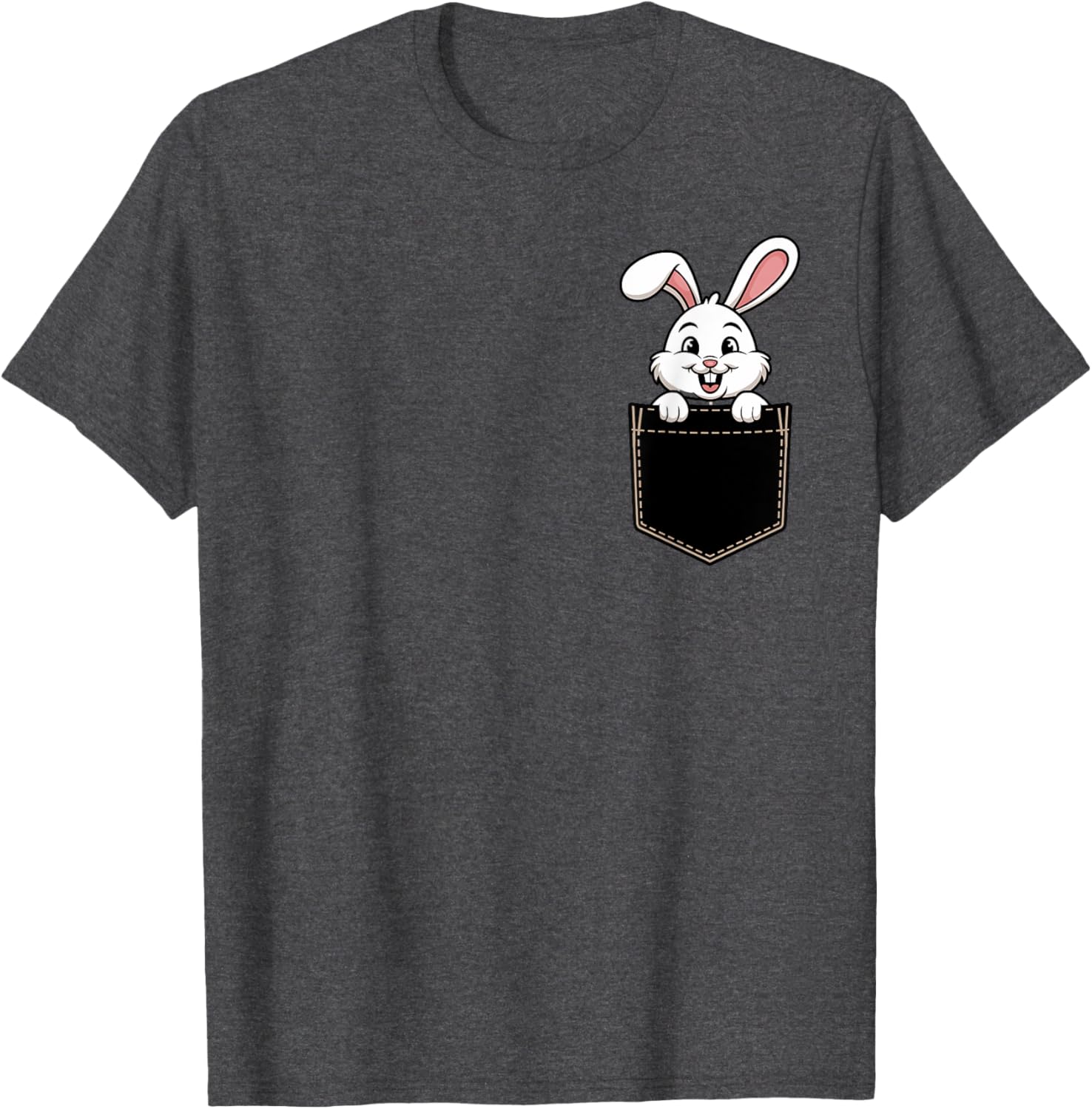 Cute Funny Rabbit Pocket T-Shirt for Men and Women - Adorable Animal Tee - 12