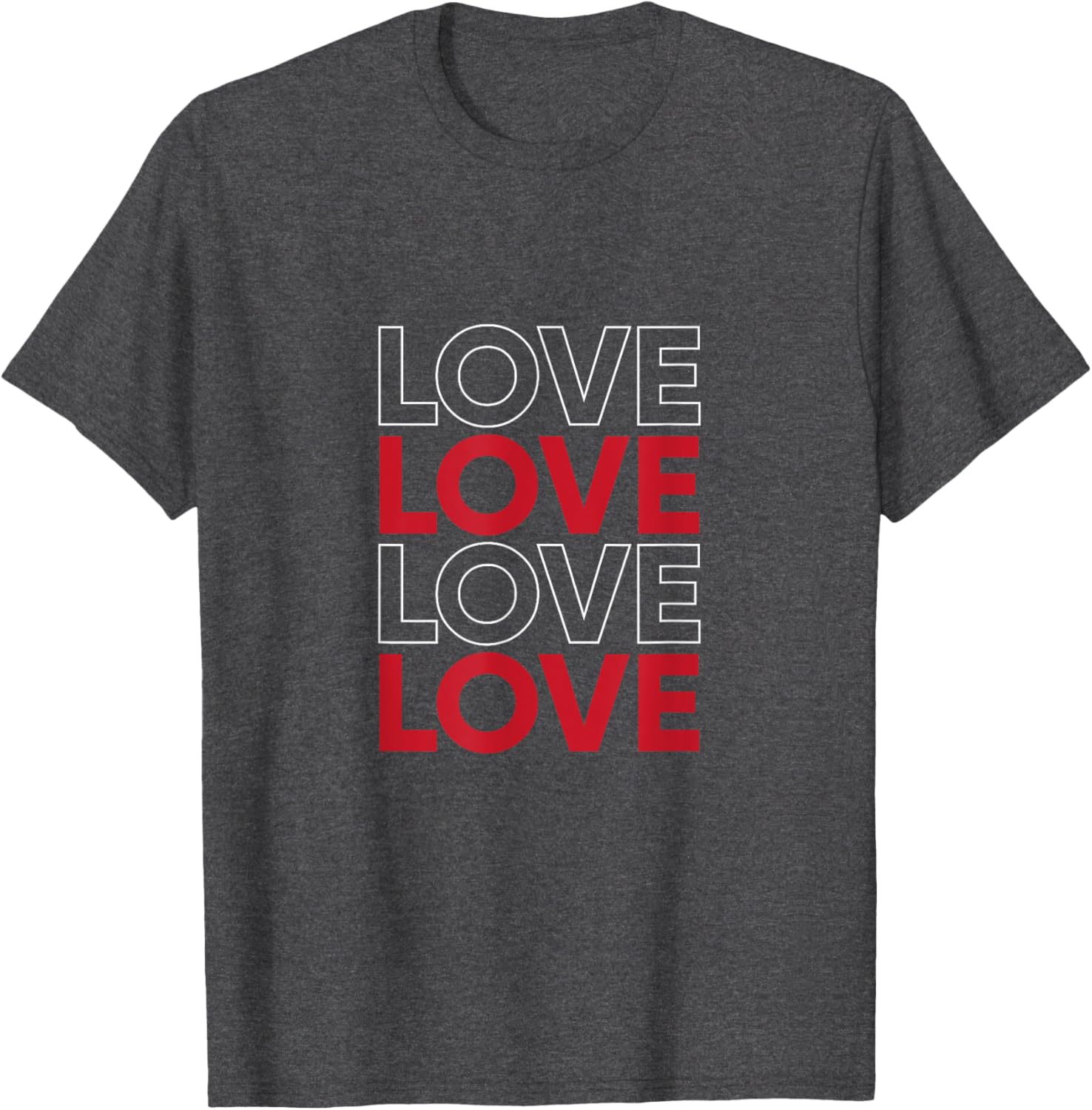 Bold Red Love Text Valentine's Matching Couple T-Shirt for Sweethearts - 4