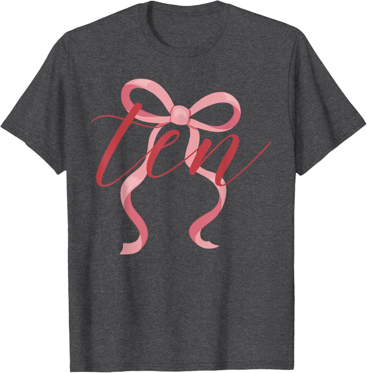 Cute Pink Coquette Bow T-Shirt for 10th Birthday Celebration for Girls - 10