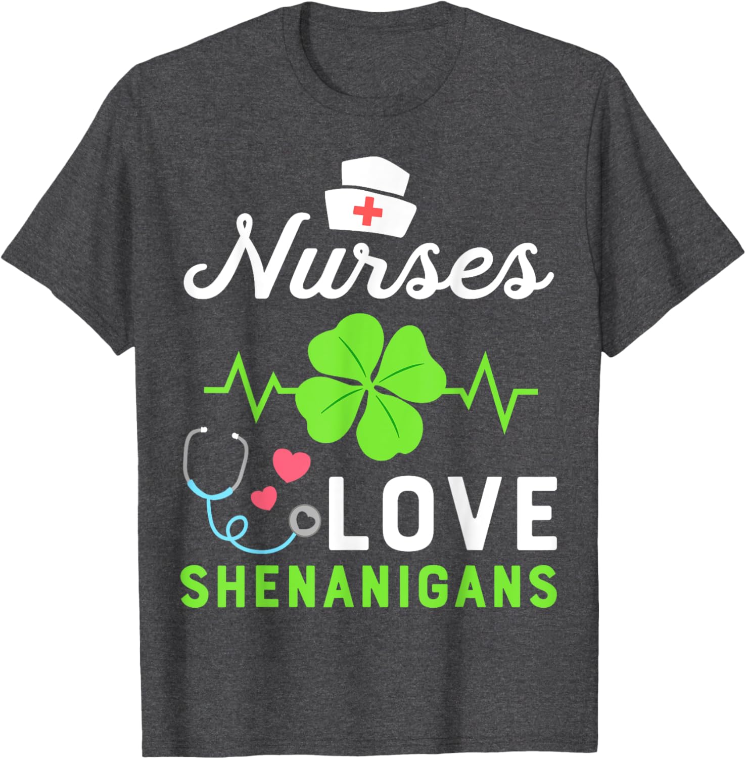 Nurse St Patricks Day Shamrock Heart T-Shirt for Fun Nursing Shenanigans - 7