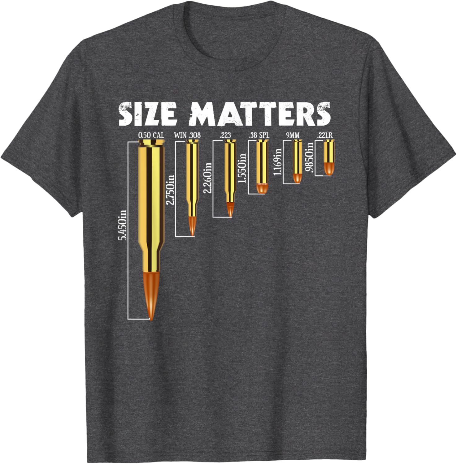 Size Matters T-Shirt for Bullet Lovers, Perfect Caliber Graphic Tee - 23