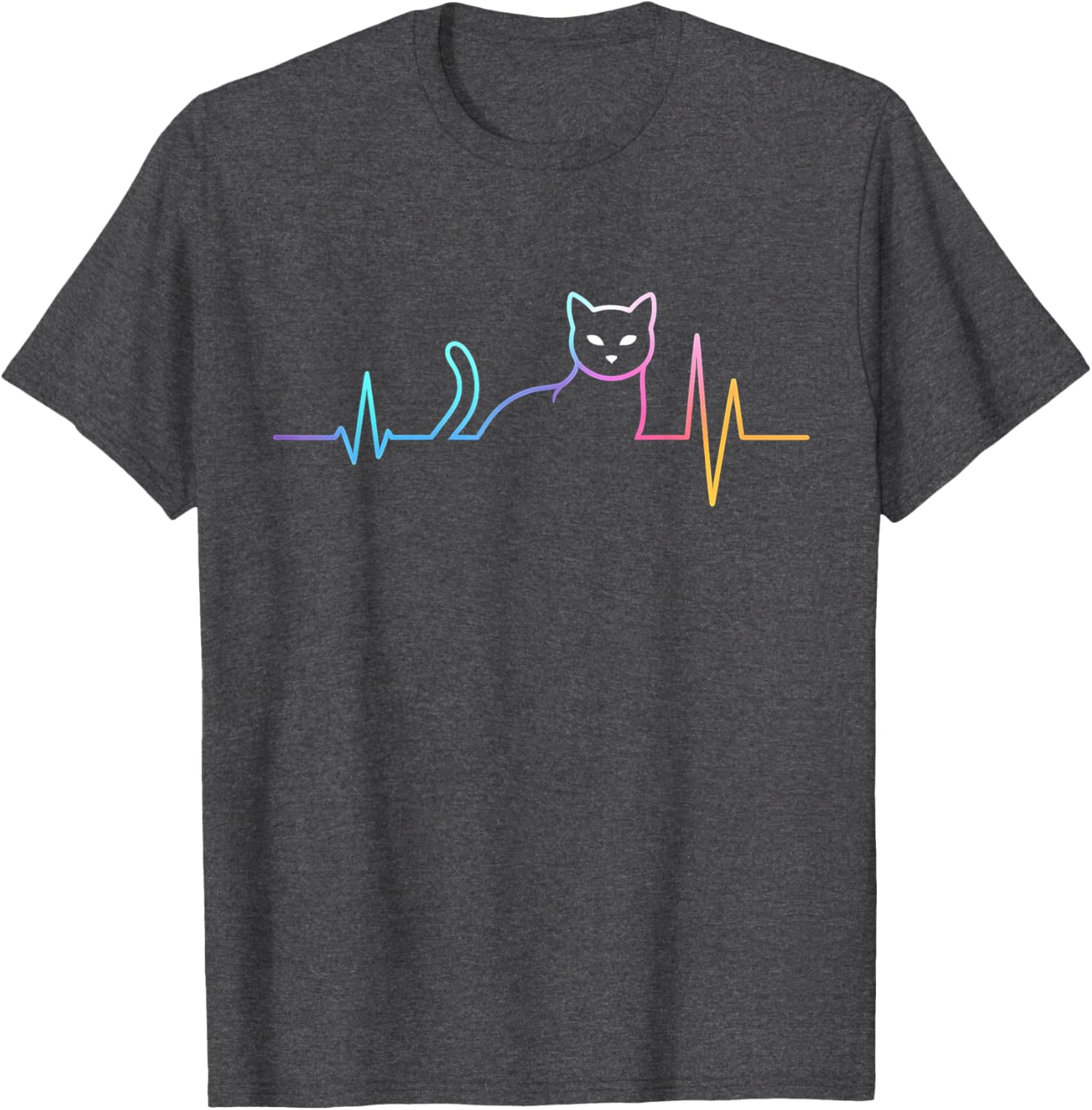 Colorful Heartbeat Cat T-Shirt for Funny Cat Lovers - Gifts for All Ages - 13