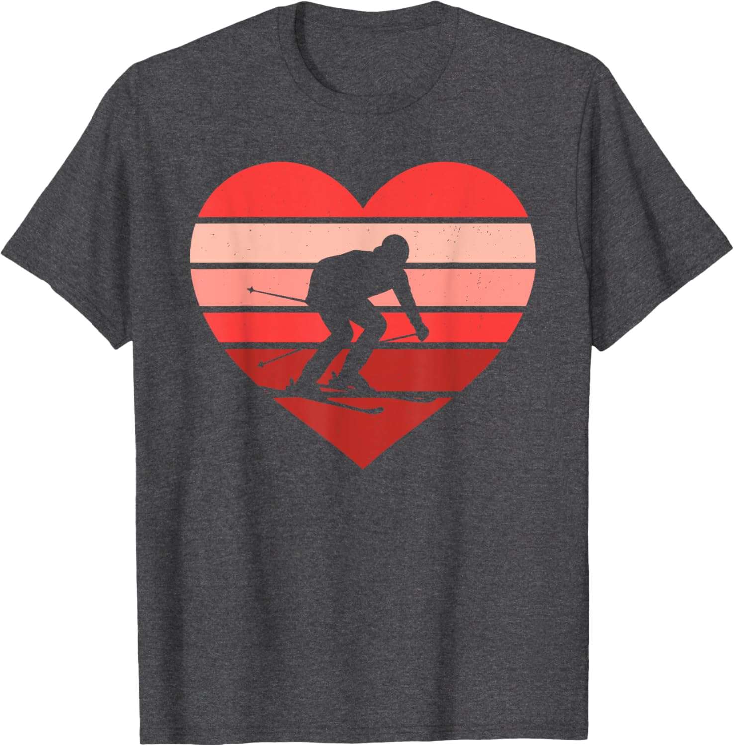 Retro Heart Skiing T-Shirt for Kids, Women, and Men - Vintage Valentine's Day Style - 12