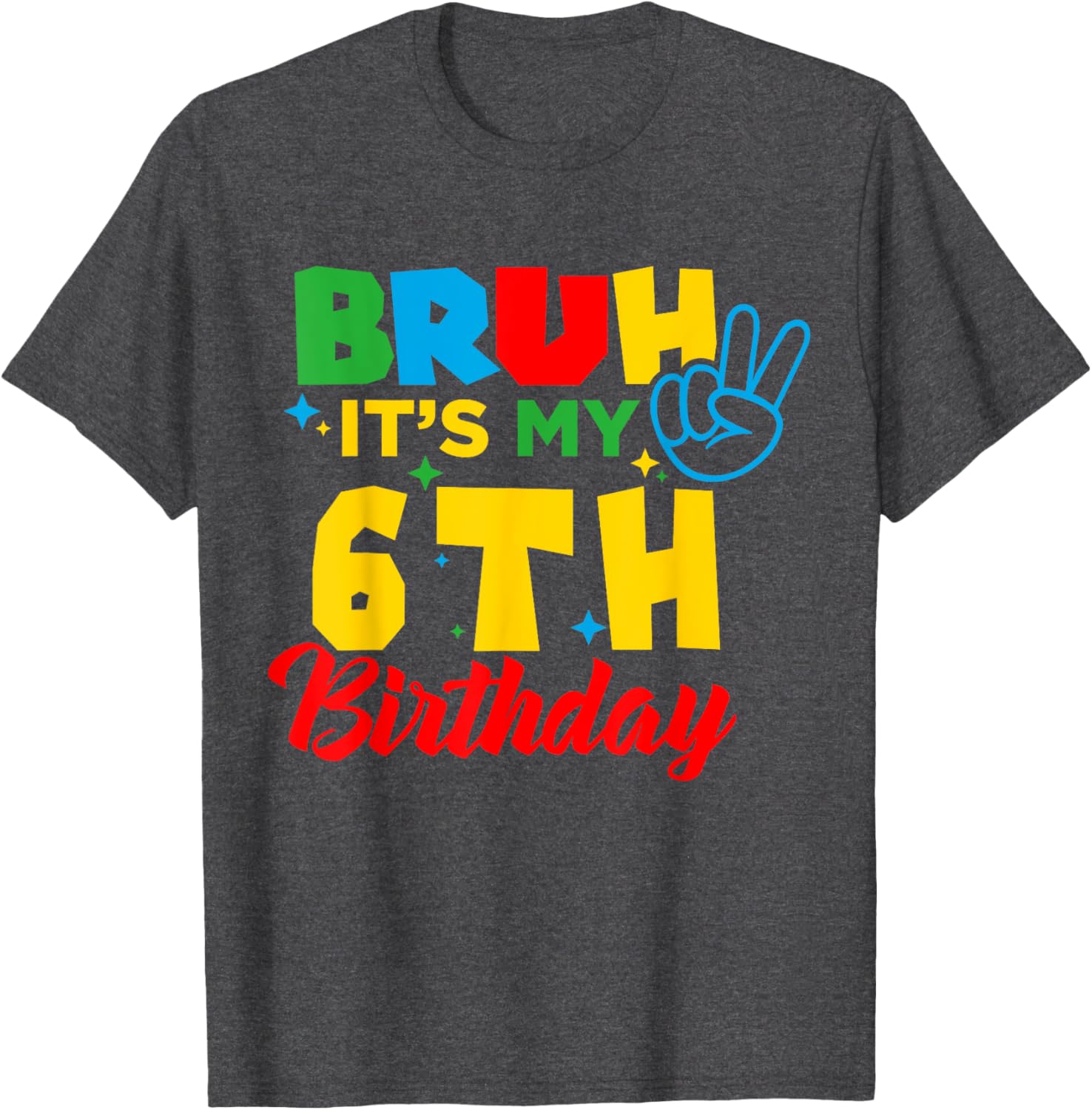Bruh I'm 6 Gamer Bro T-Shirt for Fun 6th Birthday Celebration - 5