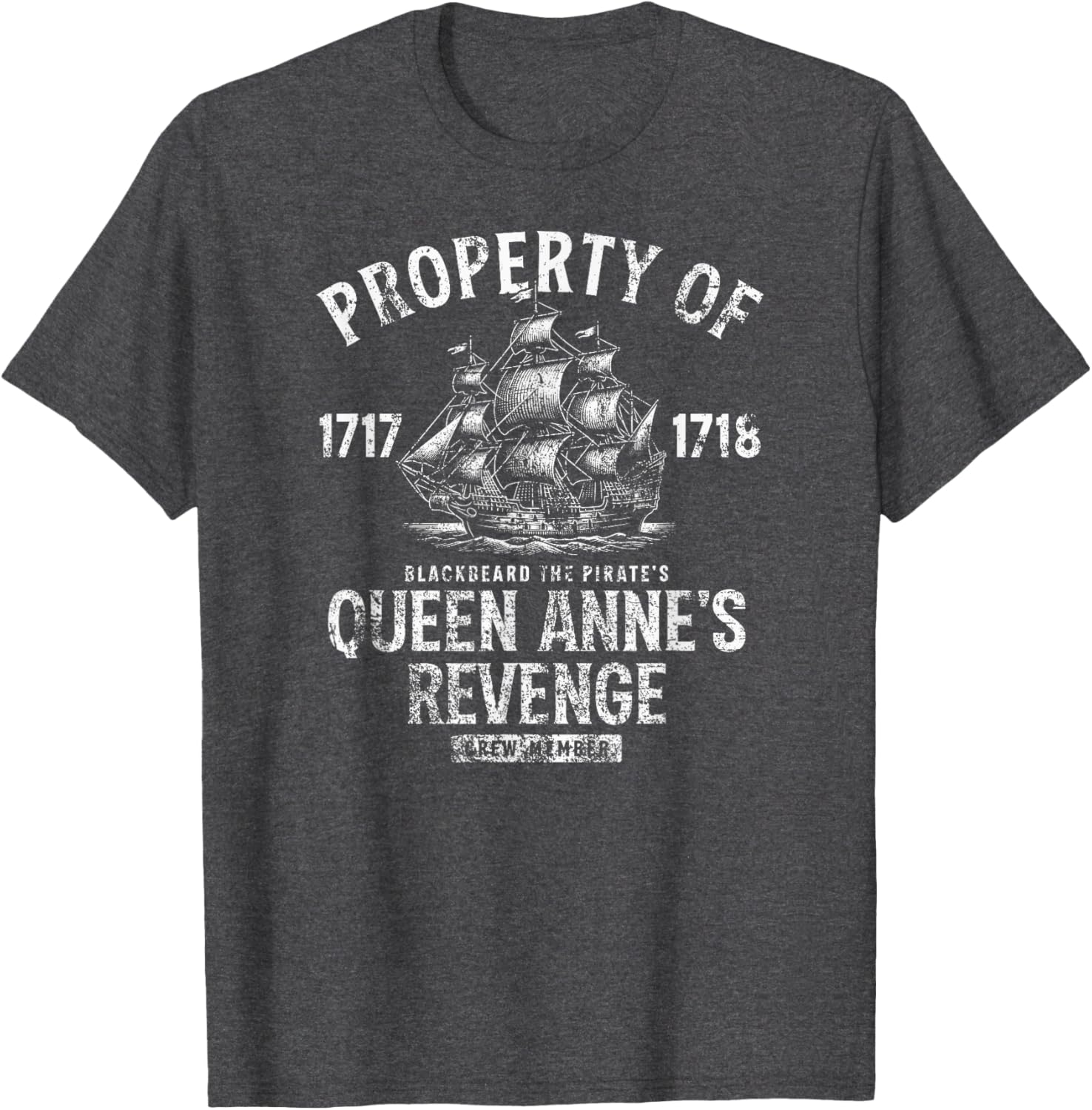 Blackbeard's Queen Anne's Revenge Distressed T-Shirt for Casual Style - 19