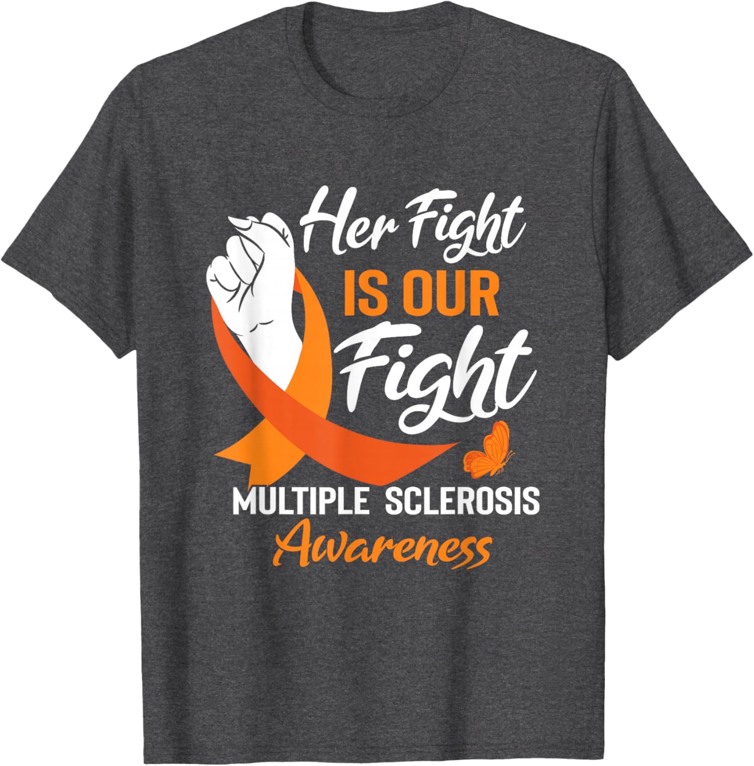 MS Multiple Sclerosis Awareness Orange Ribbon T-Shirt for Supporters - 3