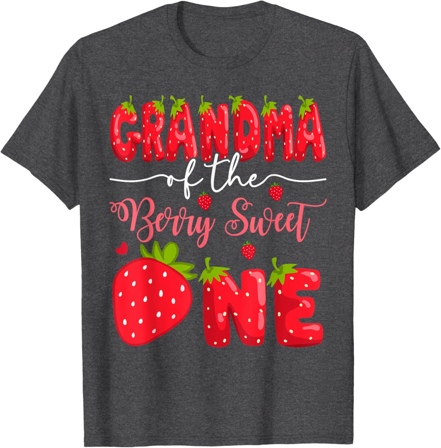 Adorable Grandma of the Berry Sweet One 1st Birthday Strawberry T-Shirt - 3