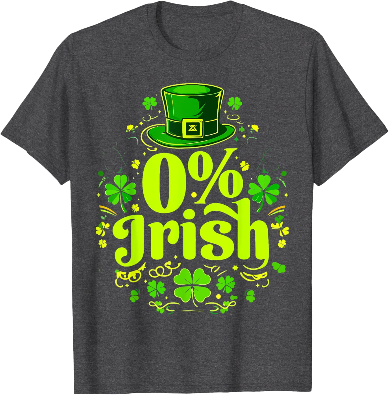 Funny 0% Irish St. Patrick's Day Zero Percent Graphic T-Shirt for Fun - 5