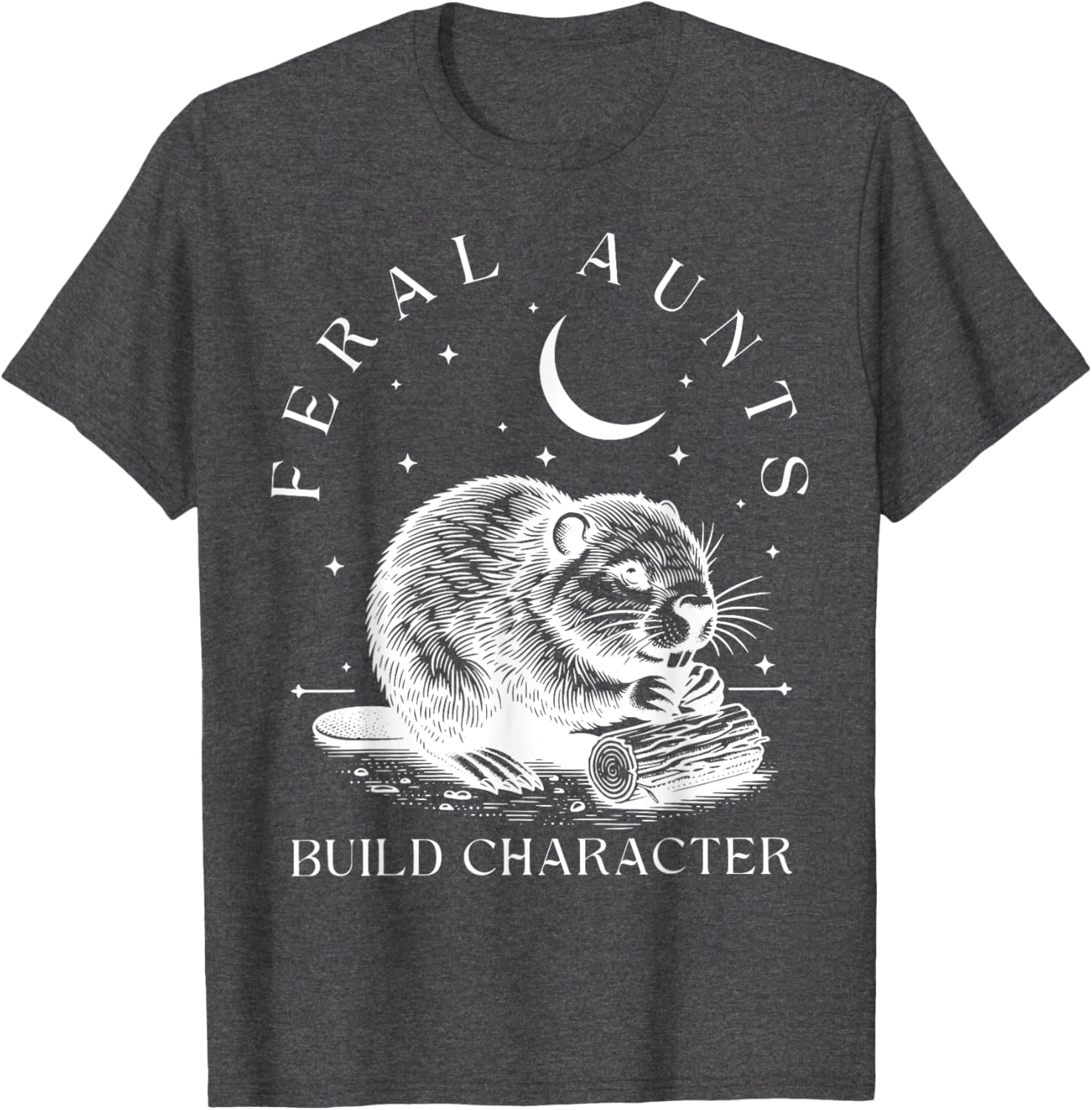 Funny Retro Aunt T-Shirt with Cute Beaver Design – Build Character Style - 3