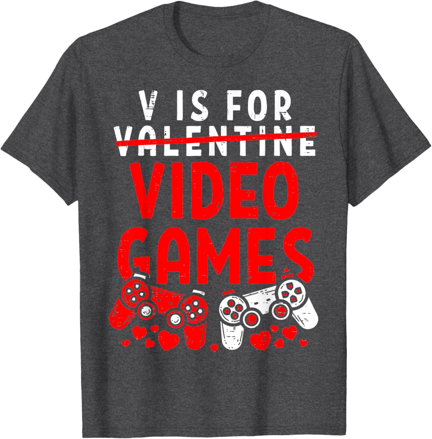 Funny V Is For Video Games Valentine's Day T-Shirt for Gamer Men - 19