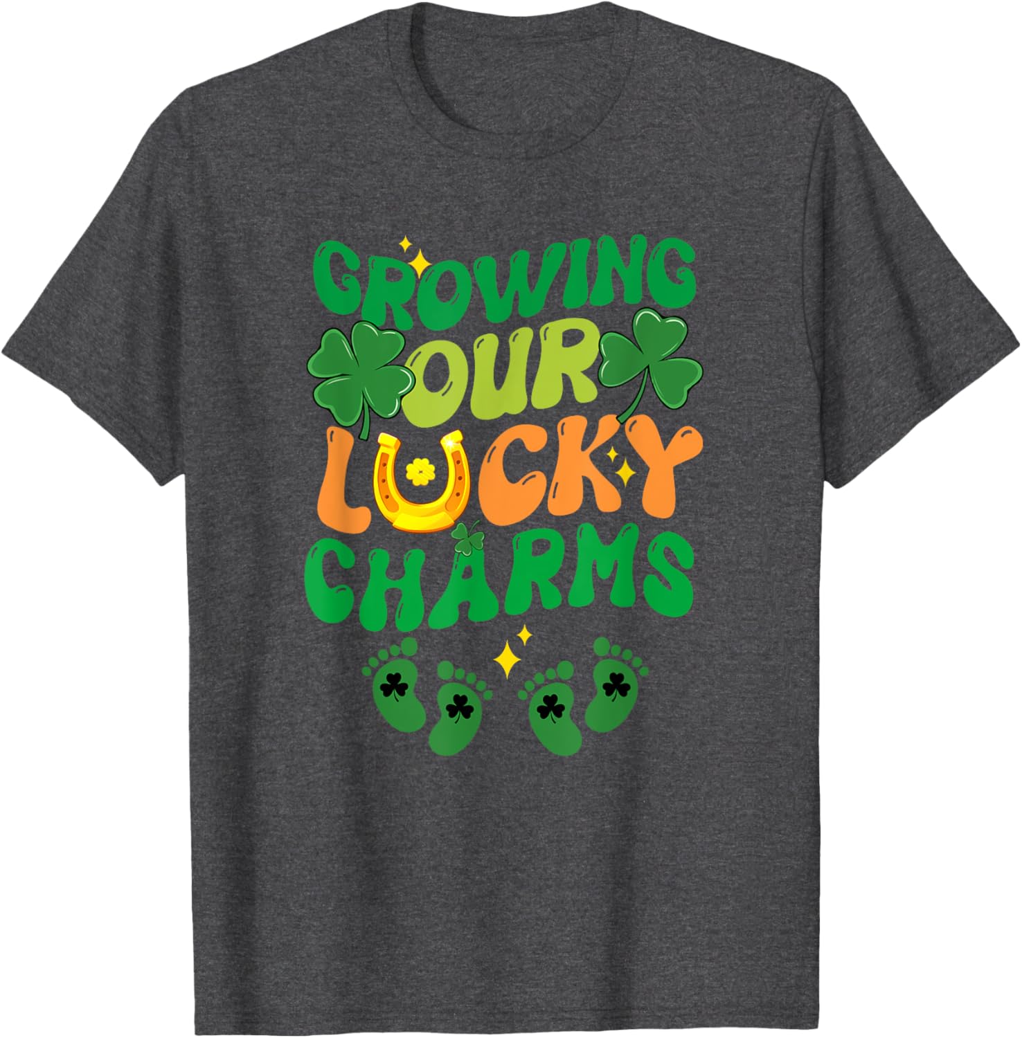 St Patrick's Day Pregnancy T-Shirt for Twin Moms with Lucky Charms Design - 13