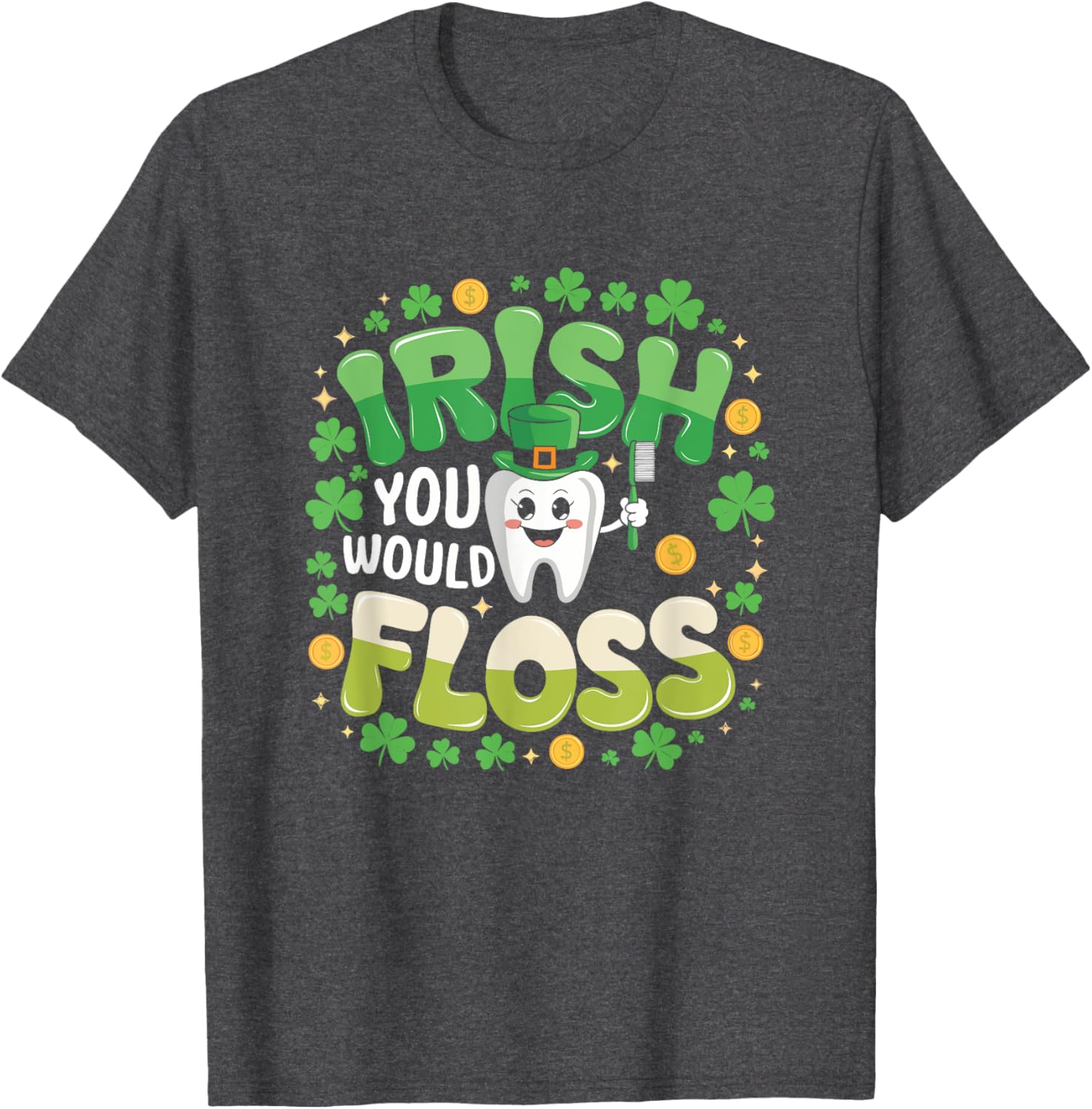 Retro Irish St Patrick's Day Flossing Dentist T-Shirt for Fun Celebrations - 6