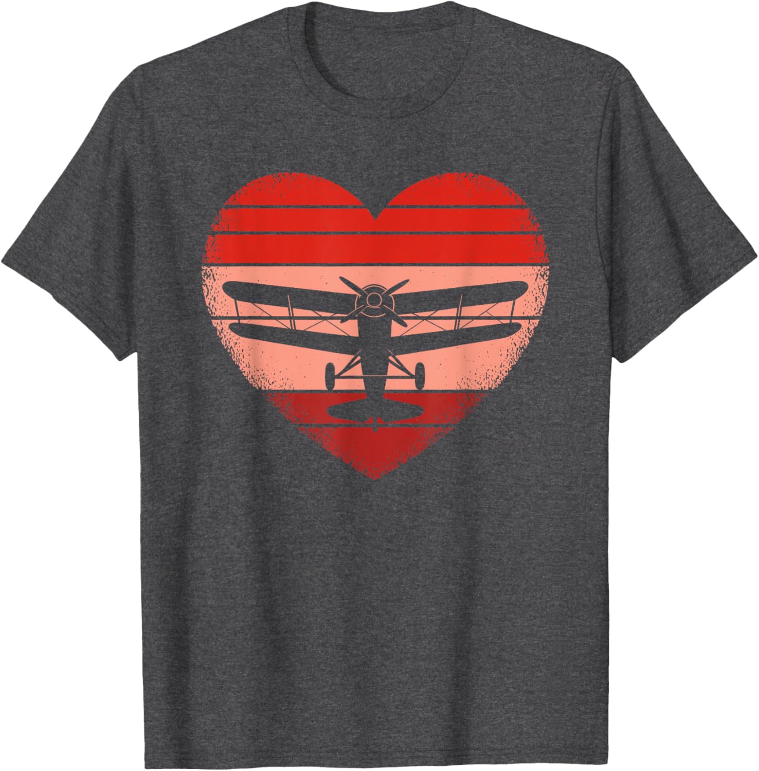 Retro Airplane Heart T-Shirt for Pilots - Cute Valentine Tee for All Ages - 7