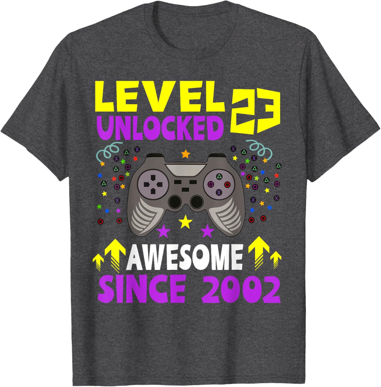 Level 23 Unlocked 23rd Birthday Gaming T-Shirt for Gamers Since 2002 - 14