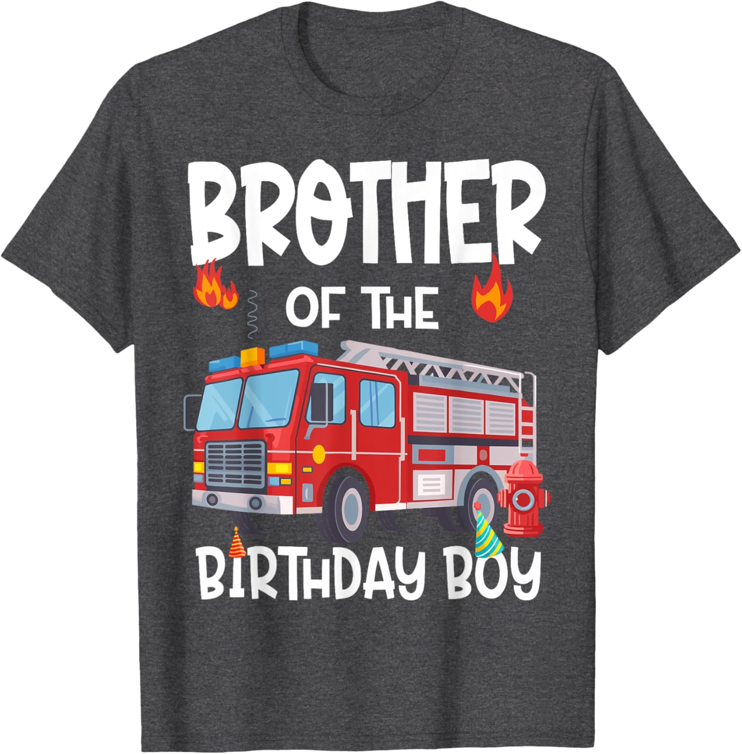 Brother of the Birthday Boy Fire Truck T-Shirt for Fun Celebrations - 12